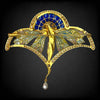MASRIERA 18K Gold Nymph Plique-à-Jour Brooch/Pendant with Diamonds