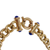 Vintage 14K Yellow Gold & Lapis Lazuli Curb Links Bracelet