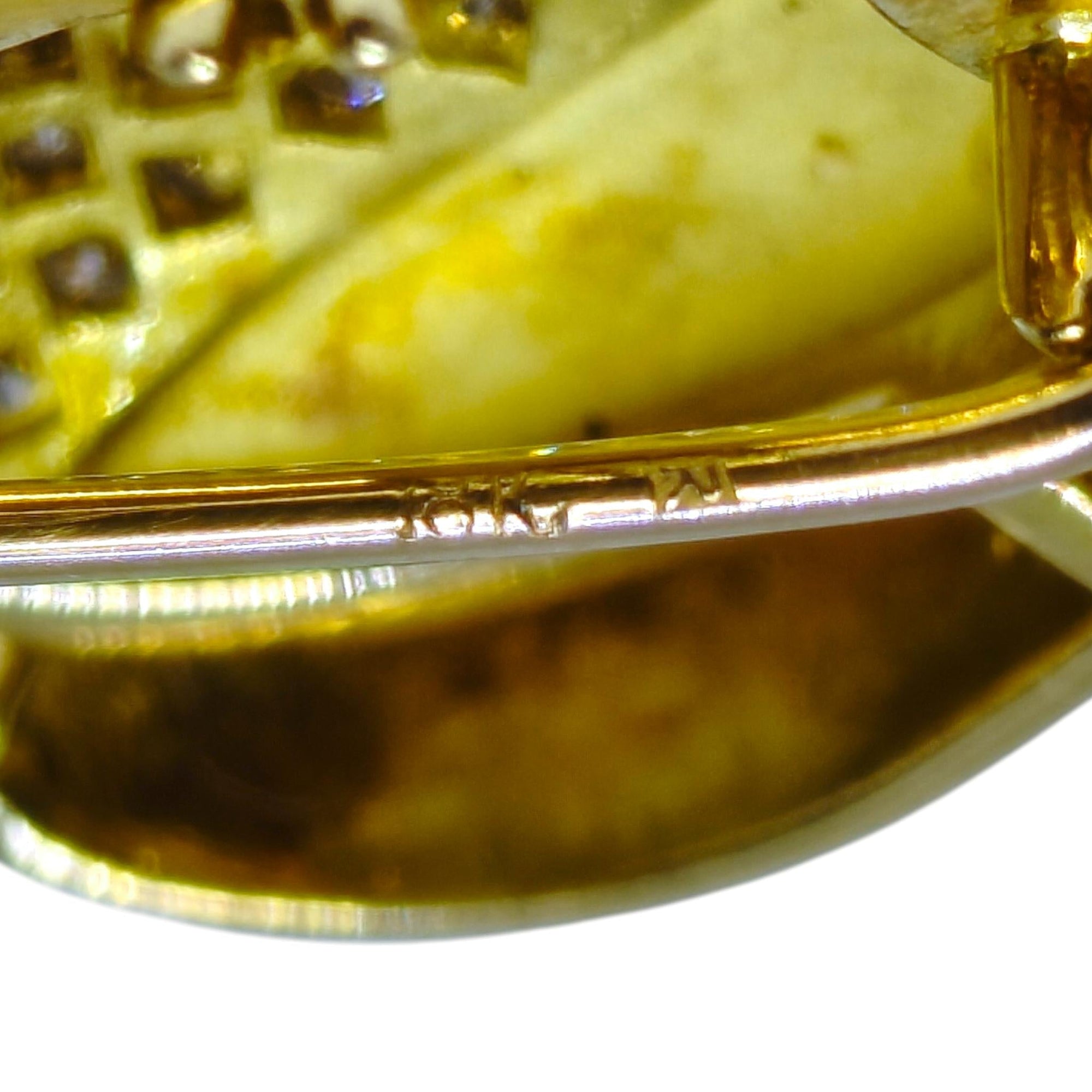 Vintage 18K Gold Enamel And Diamond Ladybug Brooch