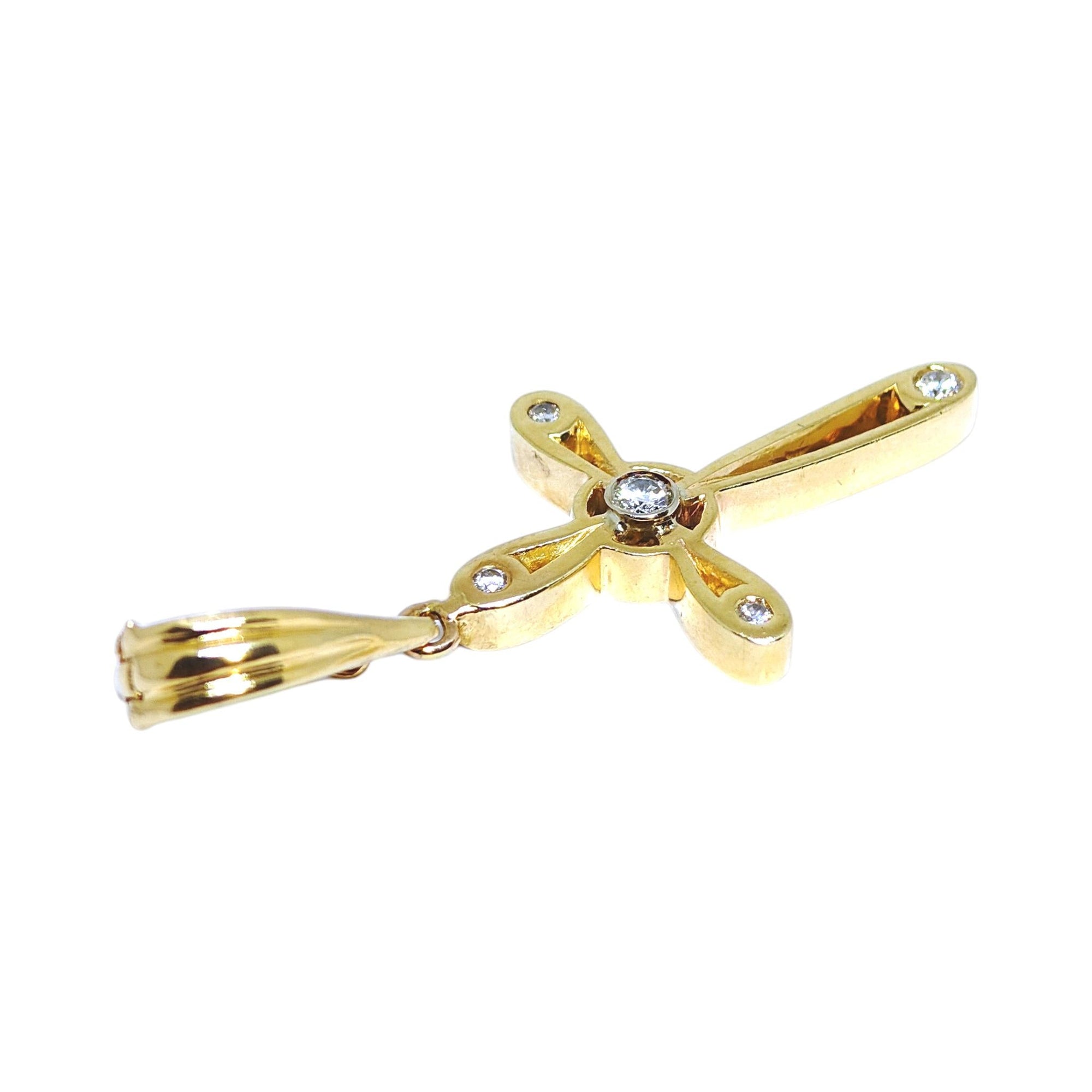 Vintage Large 14K Yellow Gold Diamond Cross Pendant Enhancer