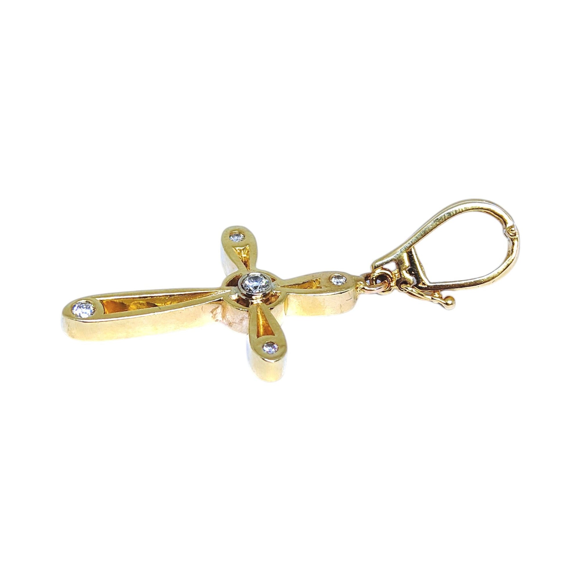 Vintage Large 14K Yellow Gold Diamond Cross Pendant Enhancer