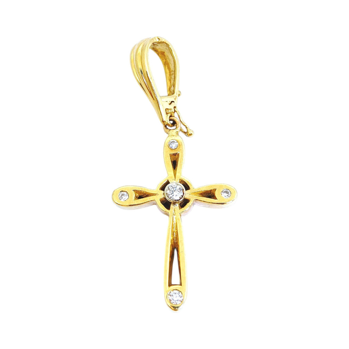 Vintage Large 14K Yellow Gold Diamond Cross Pendant Enhancer
