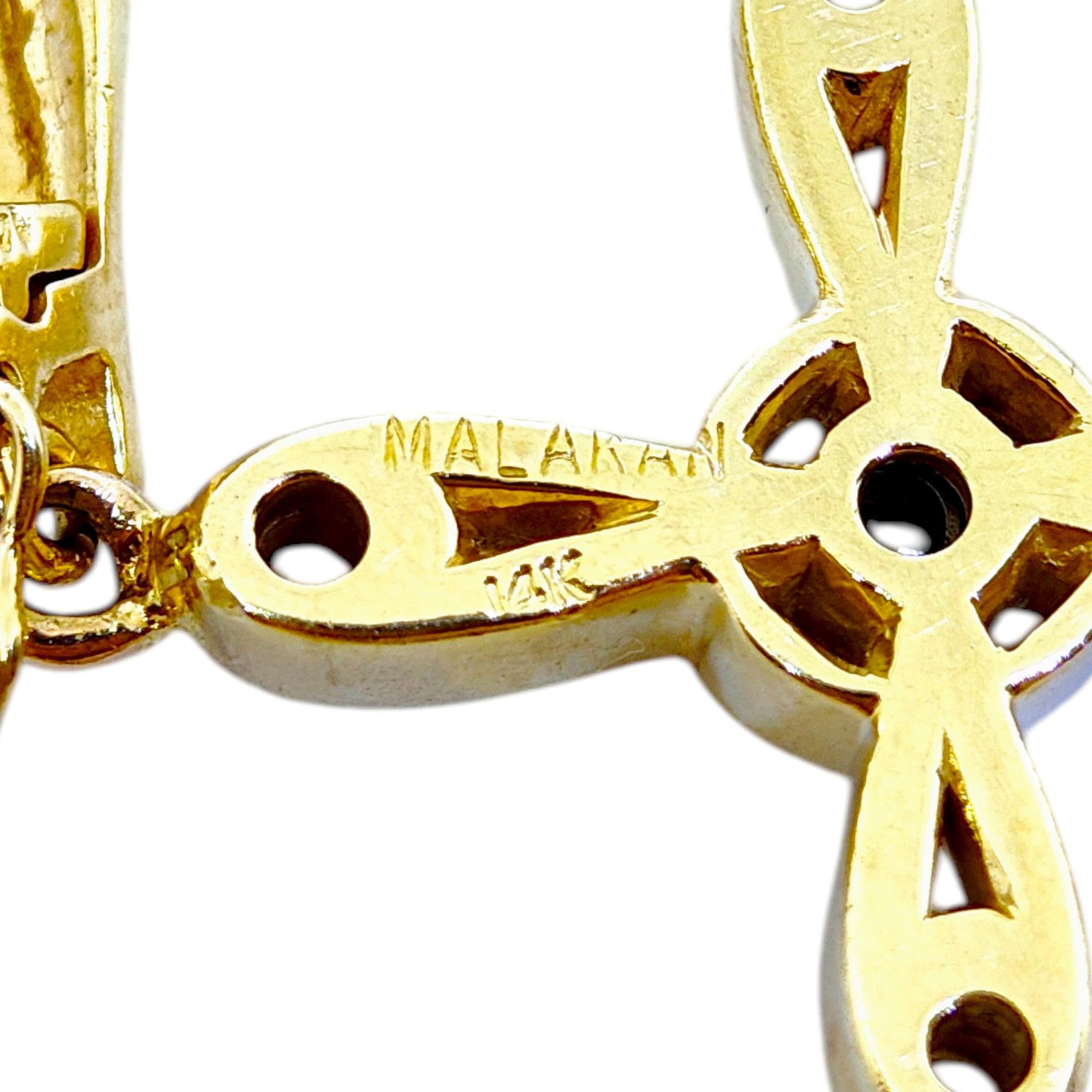 Vintage Large 14K Yellow Gold Diamond Cross Pendant Enhancer