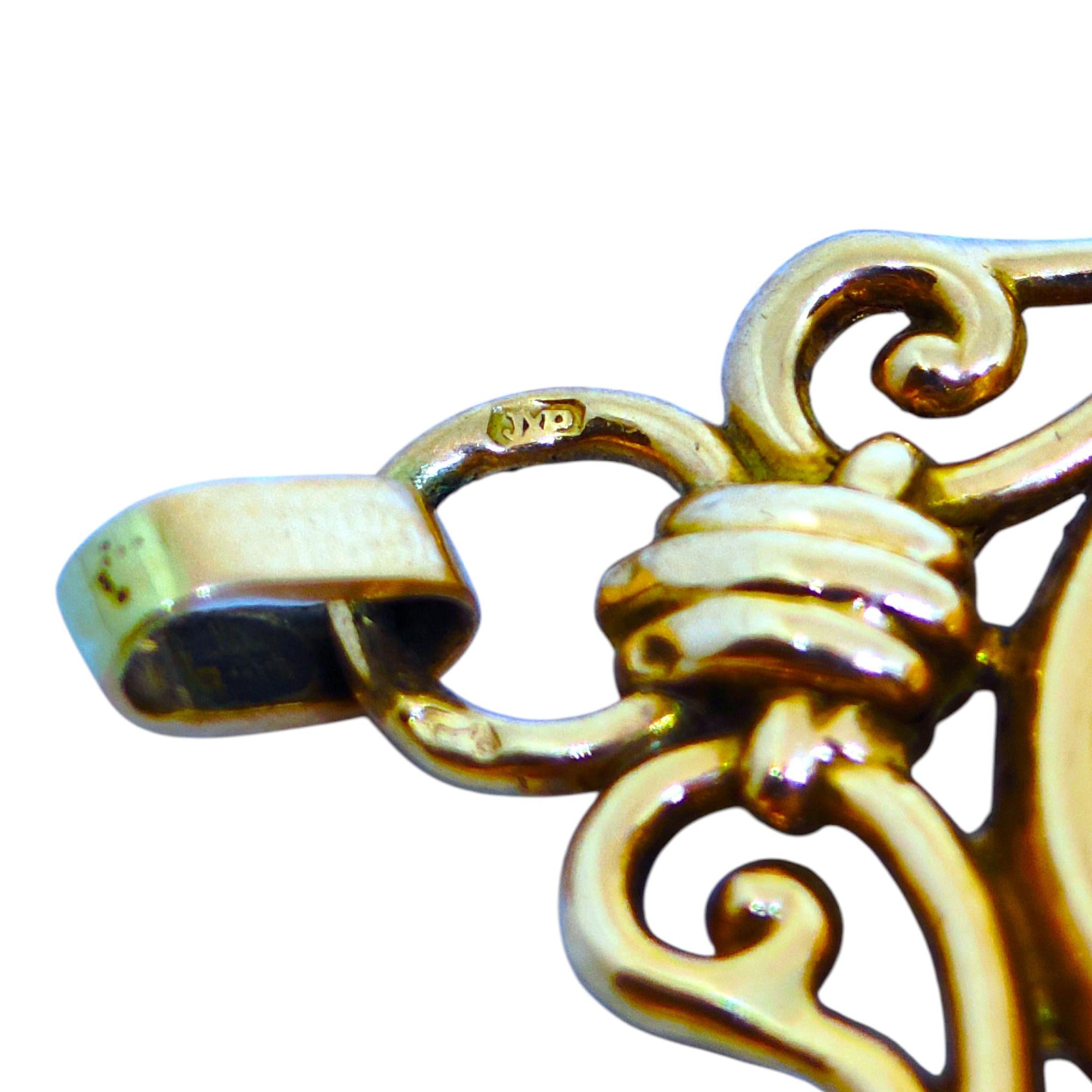 Antique 14K Gold Mother-of-Pearl and Onyx Flip Fob Pendant