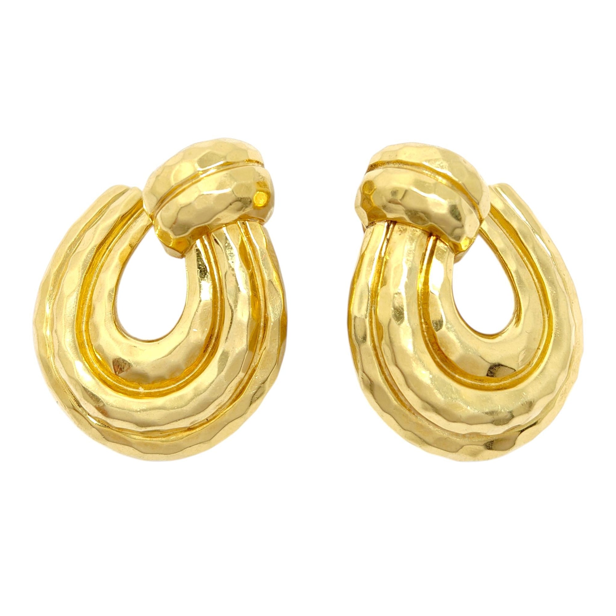 HENRY DUNAY New York 18K Gold Faceted Hoops Earrings