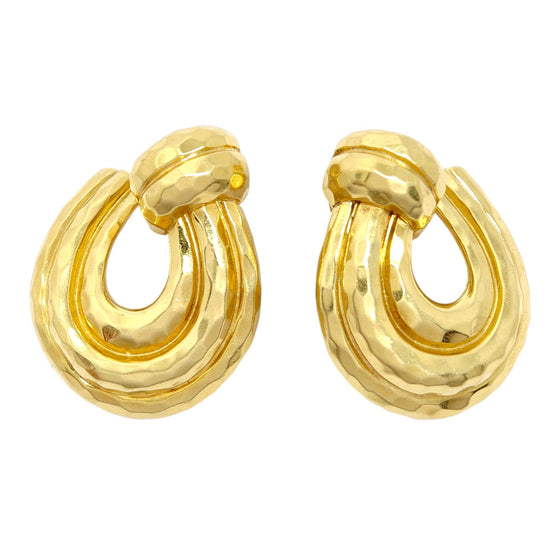 HENRY DUNAY New York 18K Gold Faceted Hoops Earrings