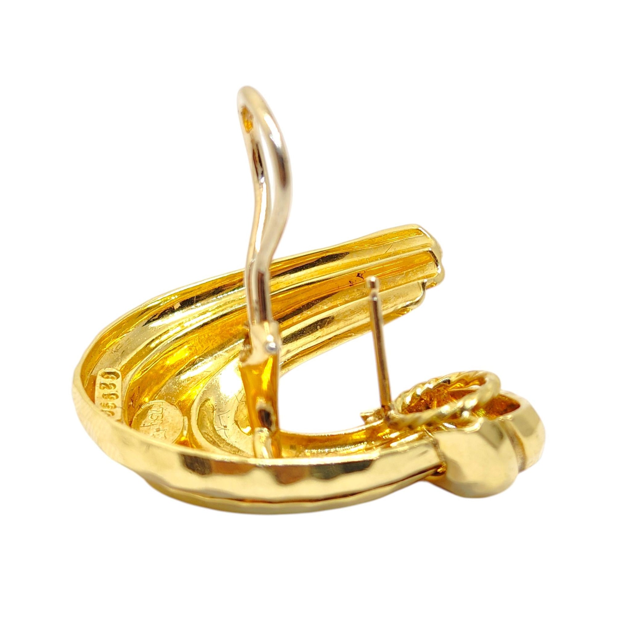 HENRY DUNAY New York 18K Gold Faceted Hoops Earrings