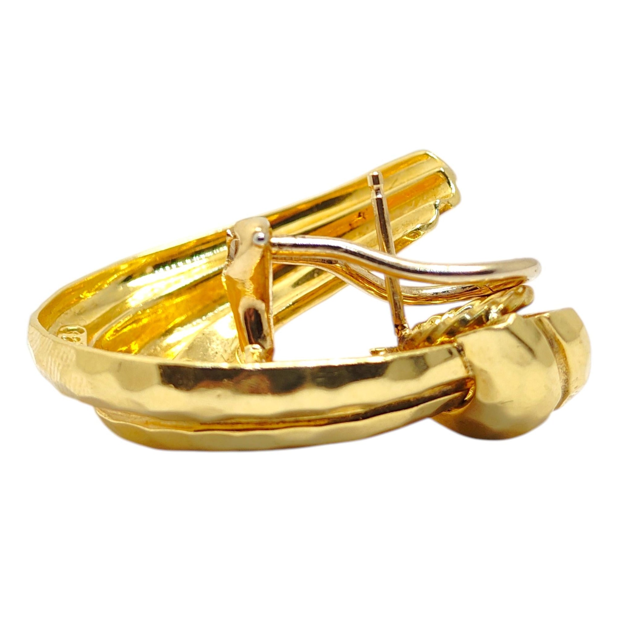 HENRY DUNAY New York 18K Gold Faceted Hoops Earrings