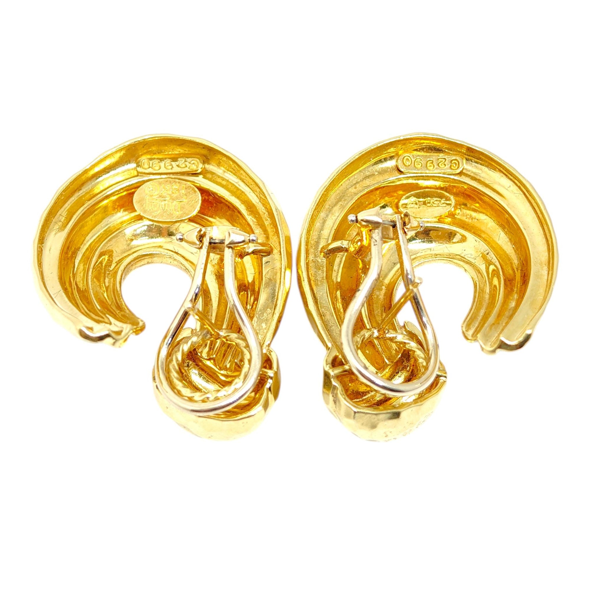 HENRY DUNAY New York 18K Gold Faceted Hoops Earrings