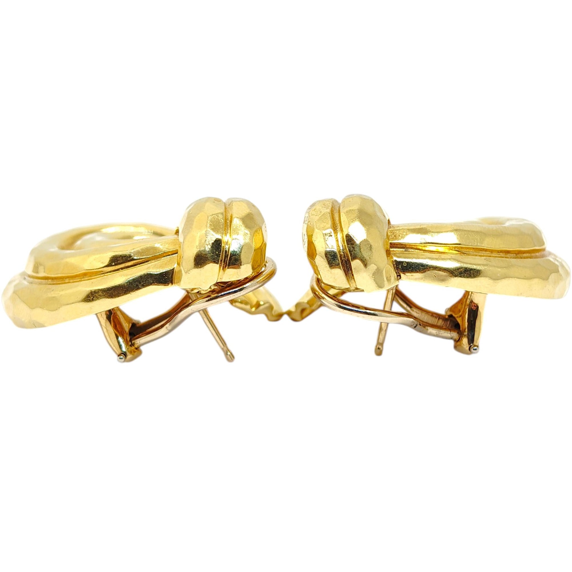 HENRY DUNAY New York 18K Gold Faceted Hoops Earrings