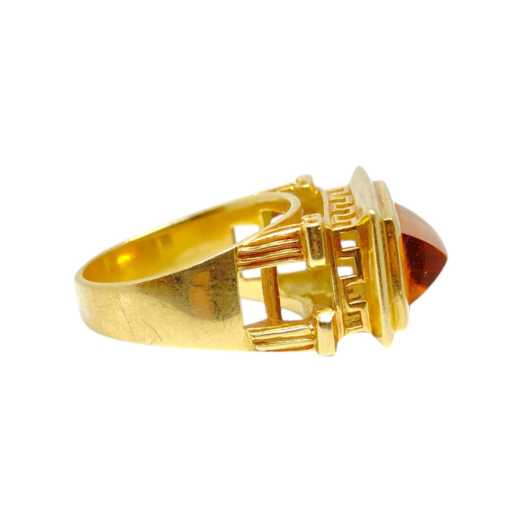 FINESTRA 1990 Greek Revival 18K Yellow Gold and Citrine Architectural Ring