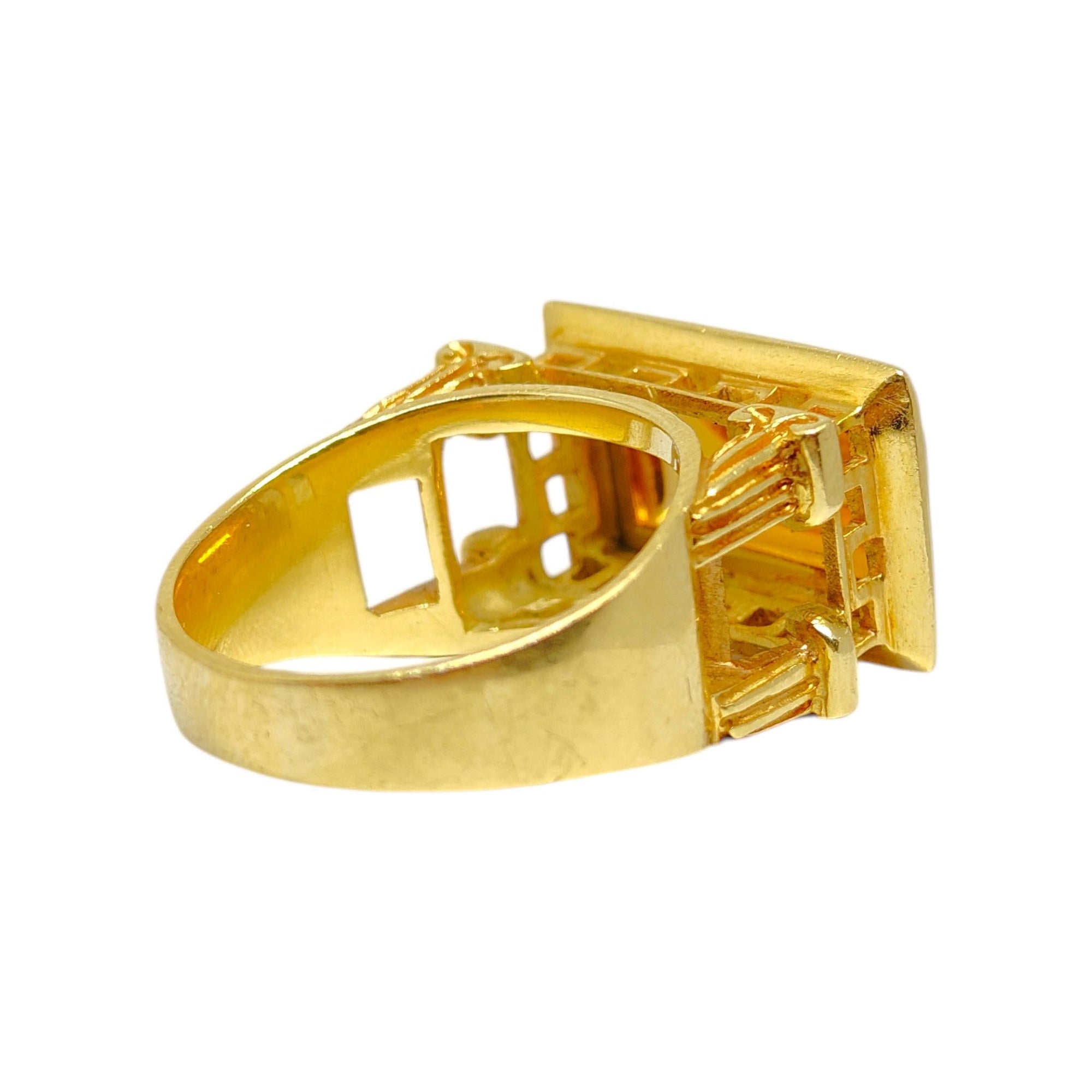 FINESTRA 1990 Greek Revival 18K Yellow Gold and Citrine Architectural Ring