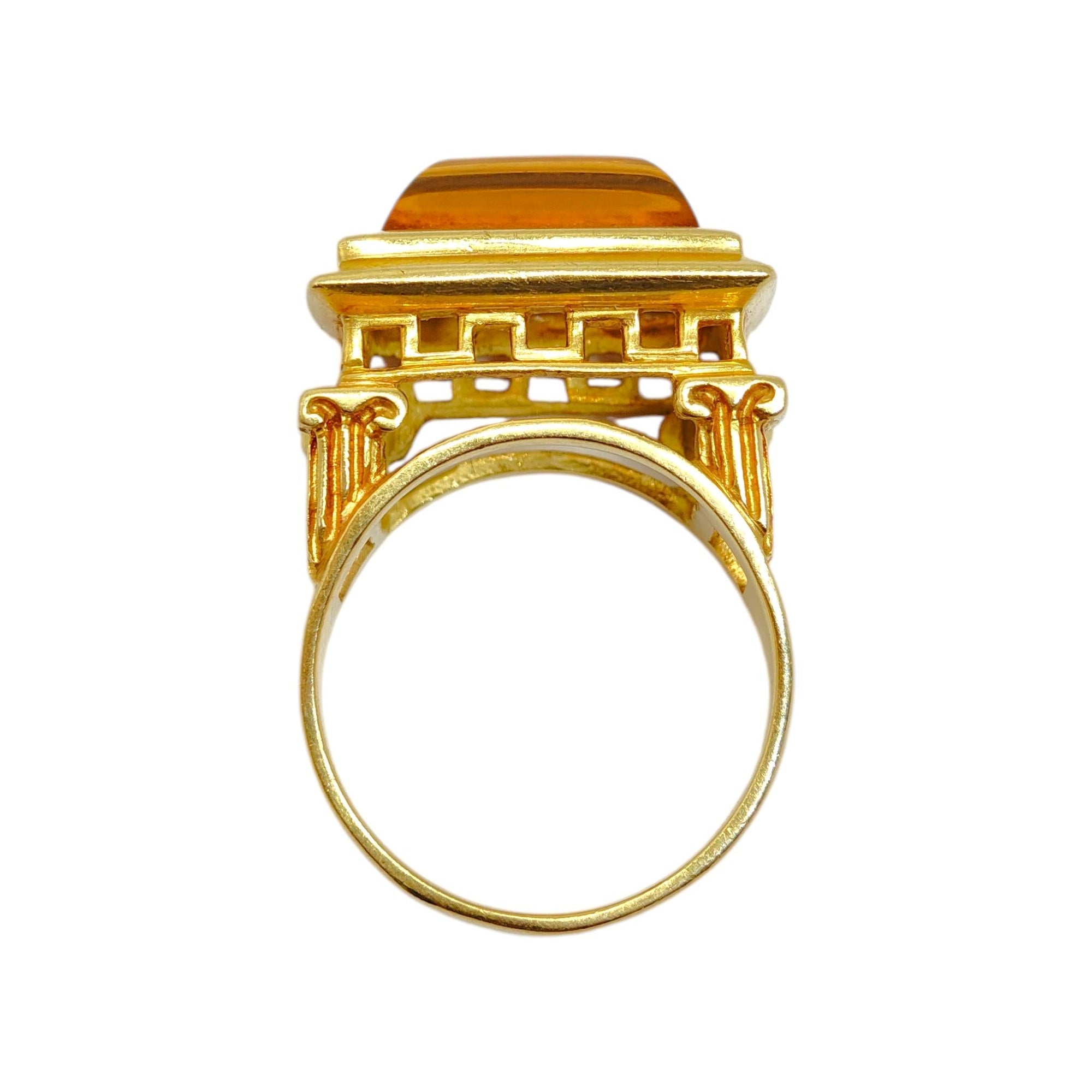FINESTRA 1990 Greek Revival 18K Yellow Gold and Citrine Architectural Ring