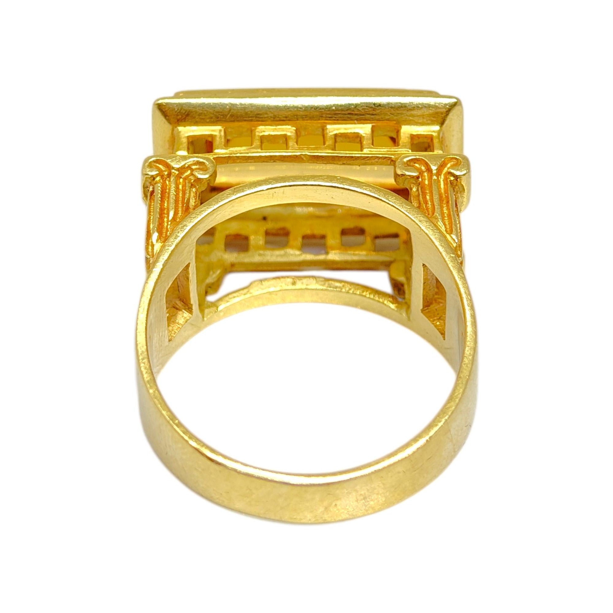 FINESTRA 1990 Greek Revival 18K Yellow Gold and Citrine Architectural Ring