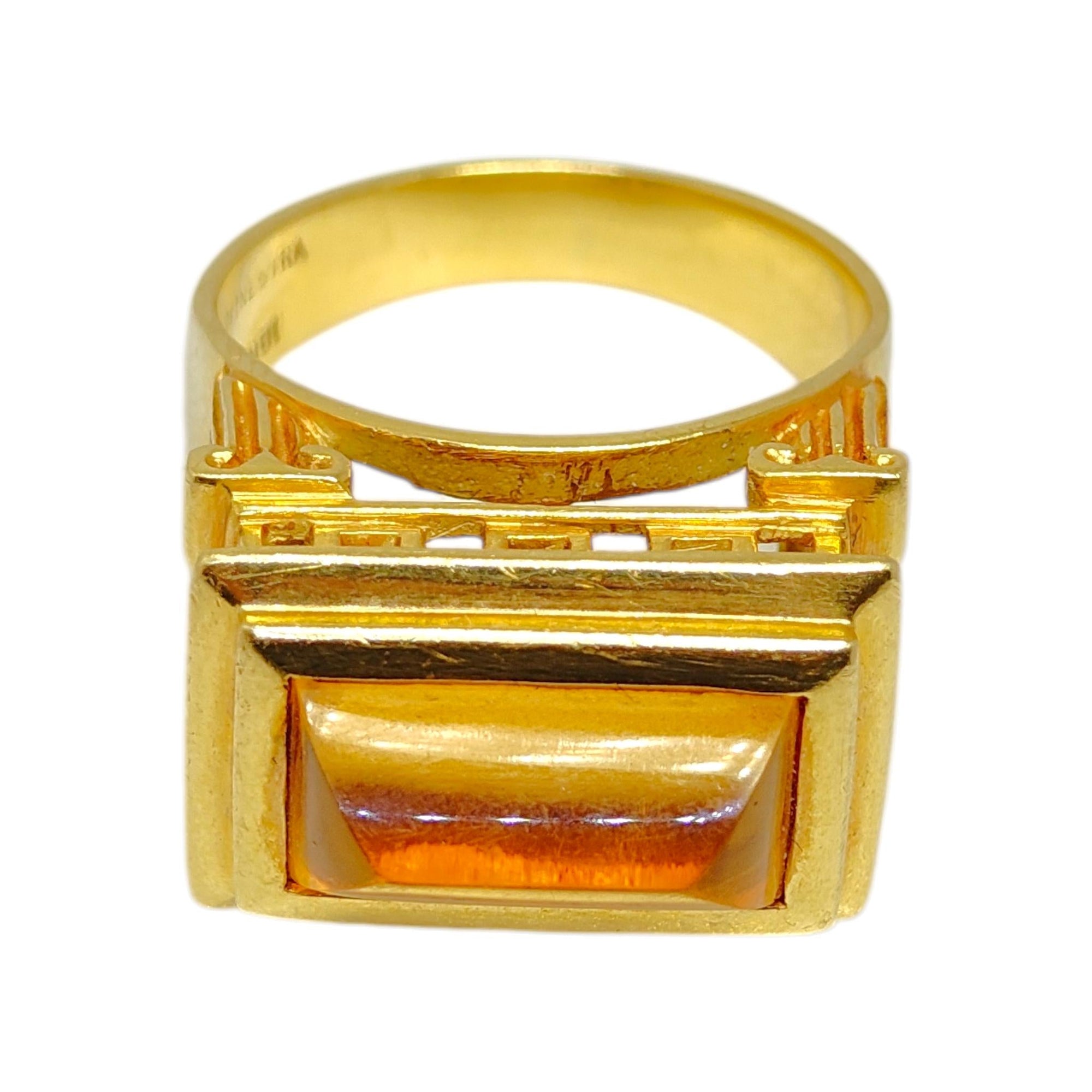 FINESTRA 1990 Greek Revival 18K Yellow Gold and Citrine Architectural Ring