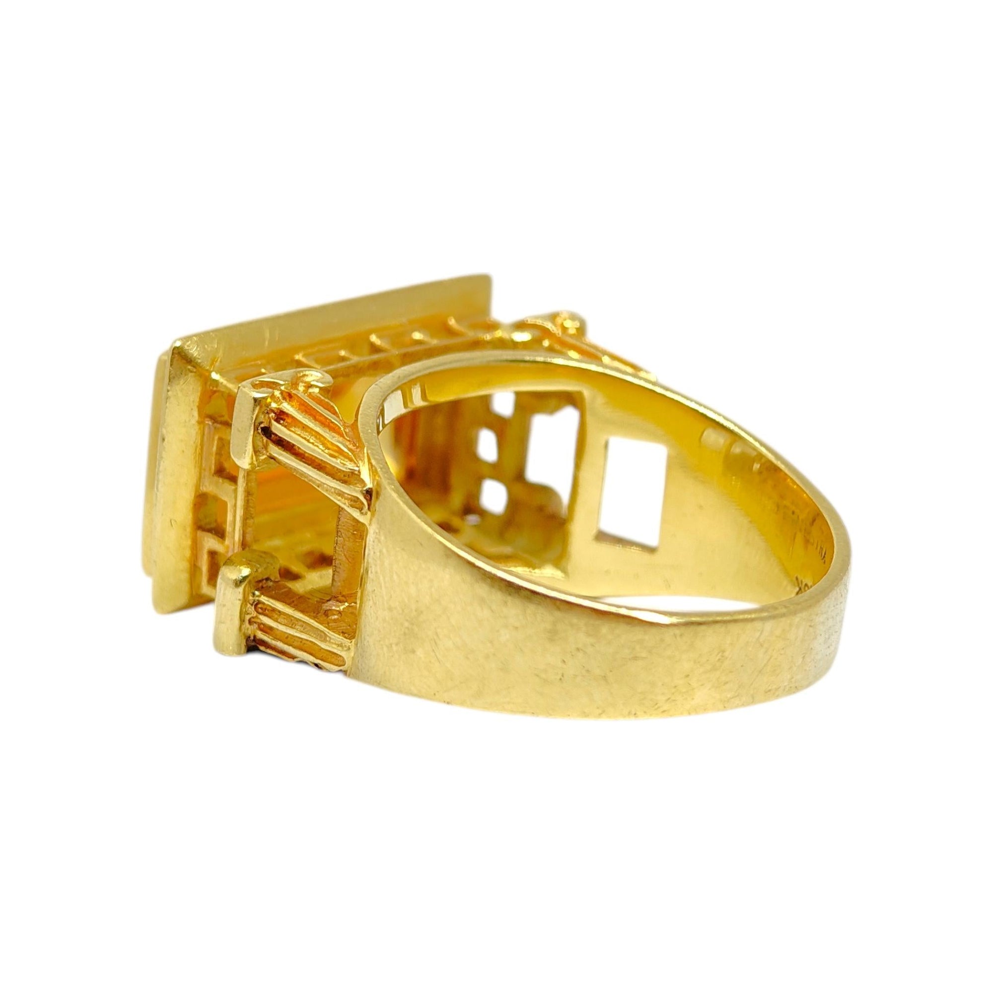 FINESTRA 1990 Greek Revival 18K Yellow Gold and Citrine Architectural Ring