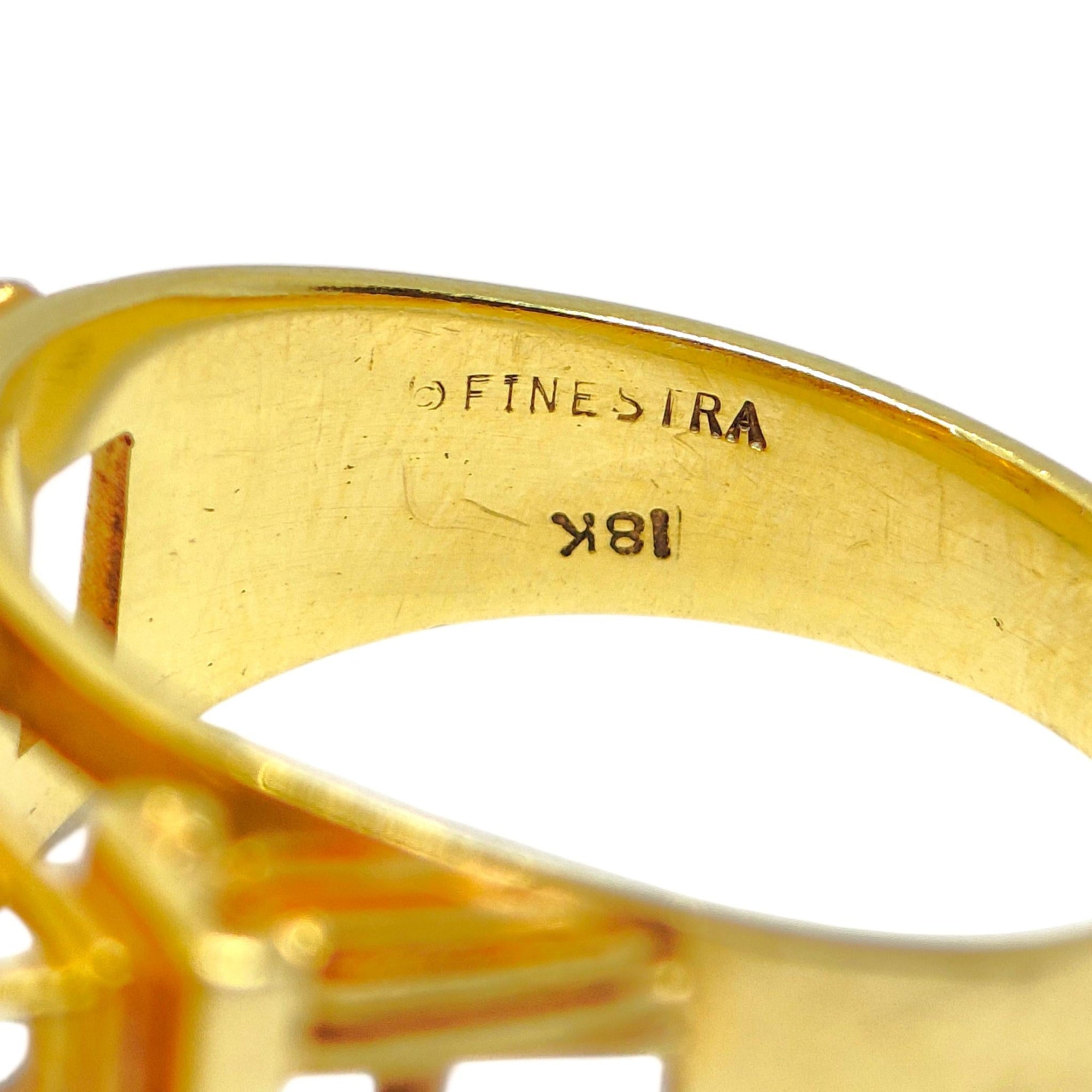 FINESTRA 1990 Greek Revival 18K Yellow Gold and Citrine Architectural Ring