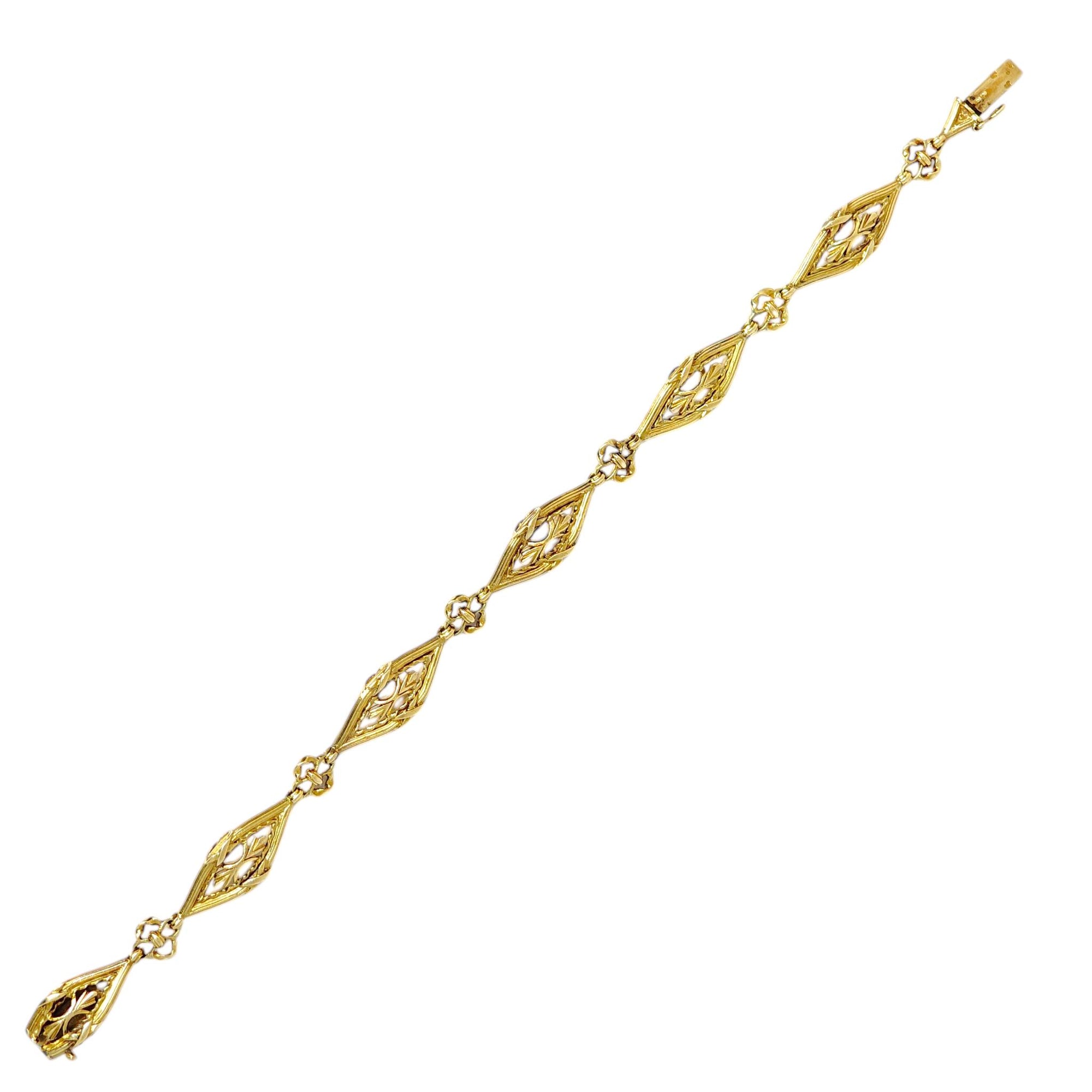 Antique French Art Noouveau 18K Yellow Gold Bracelet