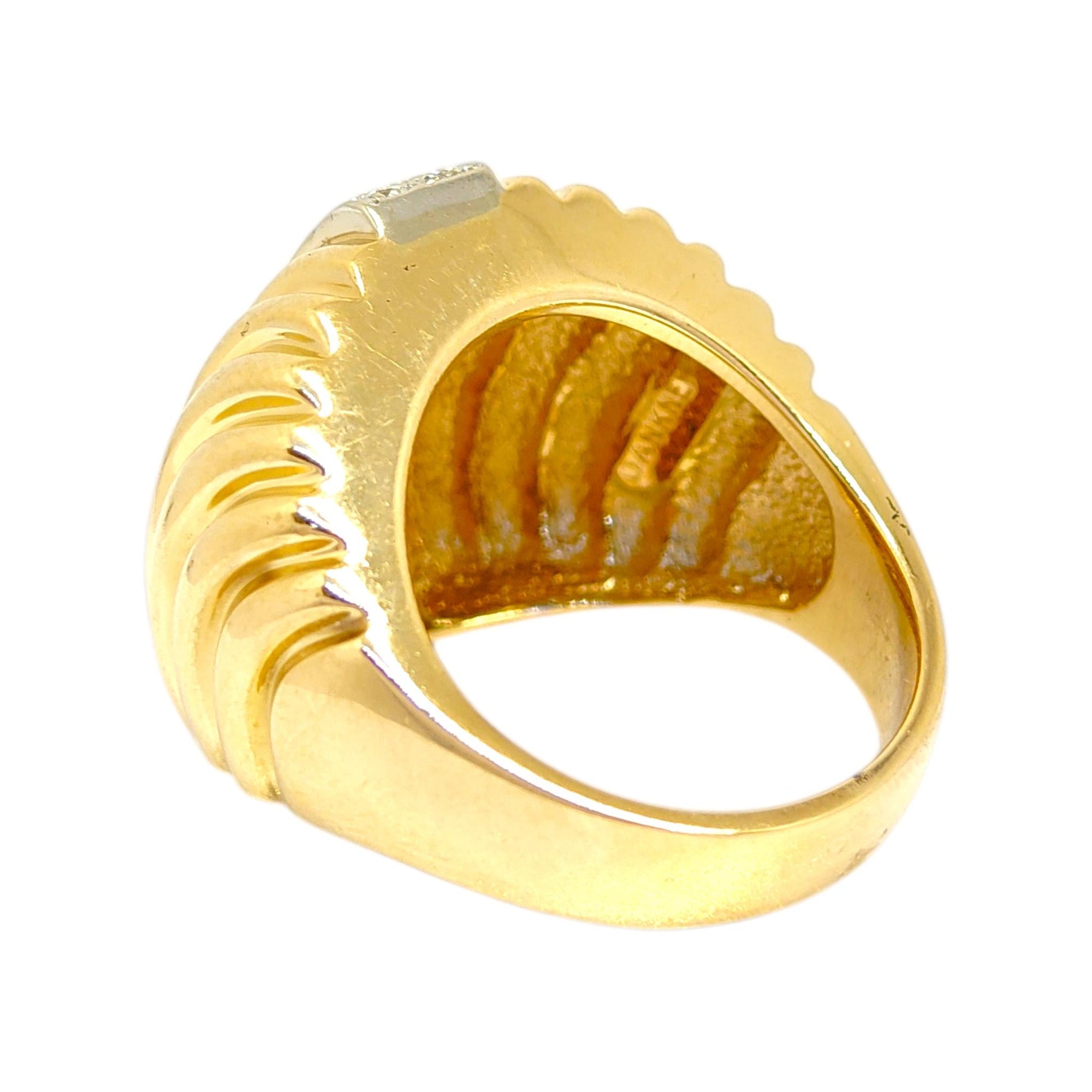 Vintage DANKNER 14K Fluted Diamond Ring