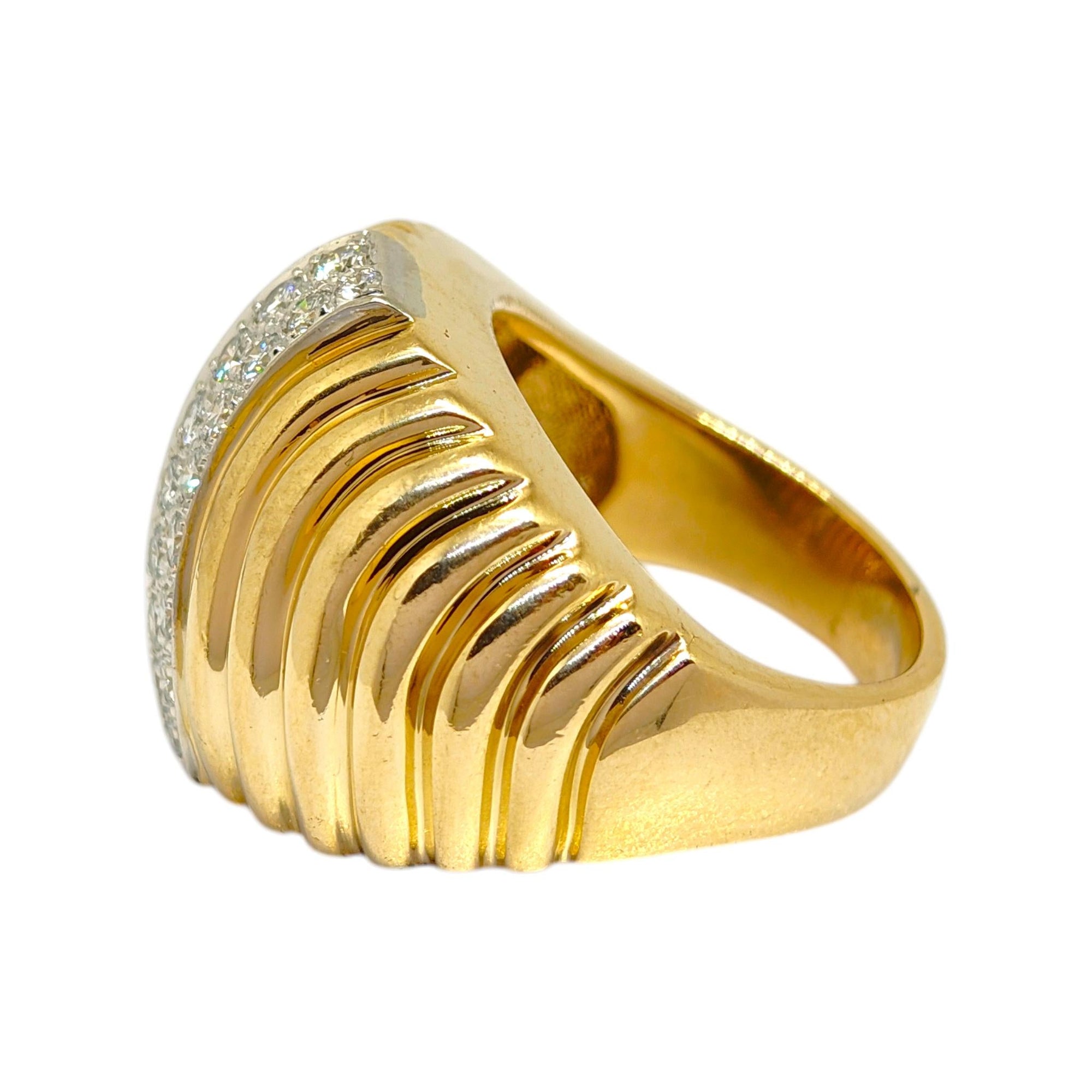 Vintage DANKNER 14K Fluted Diamond Ring