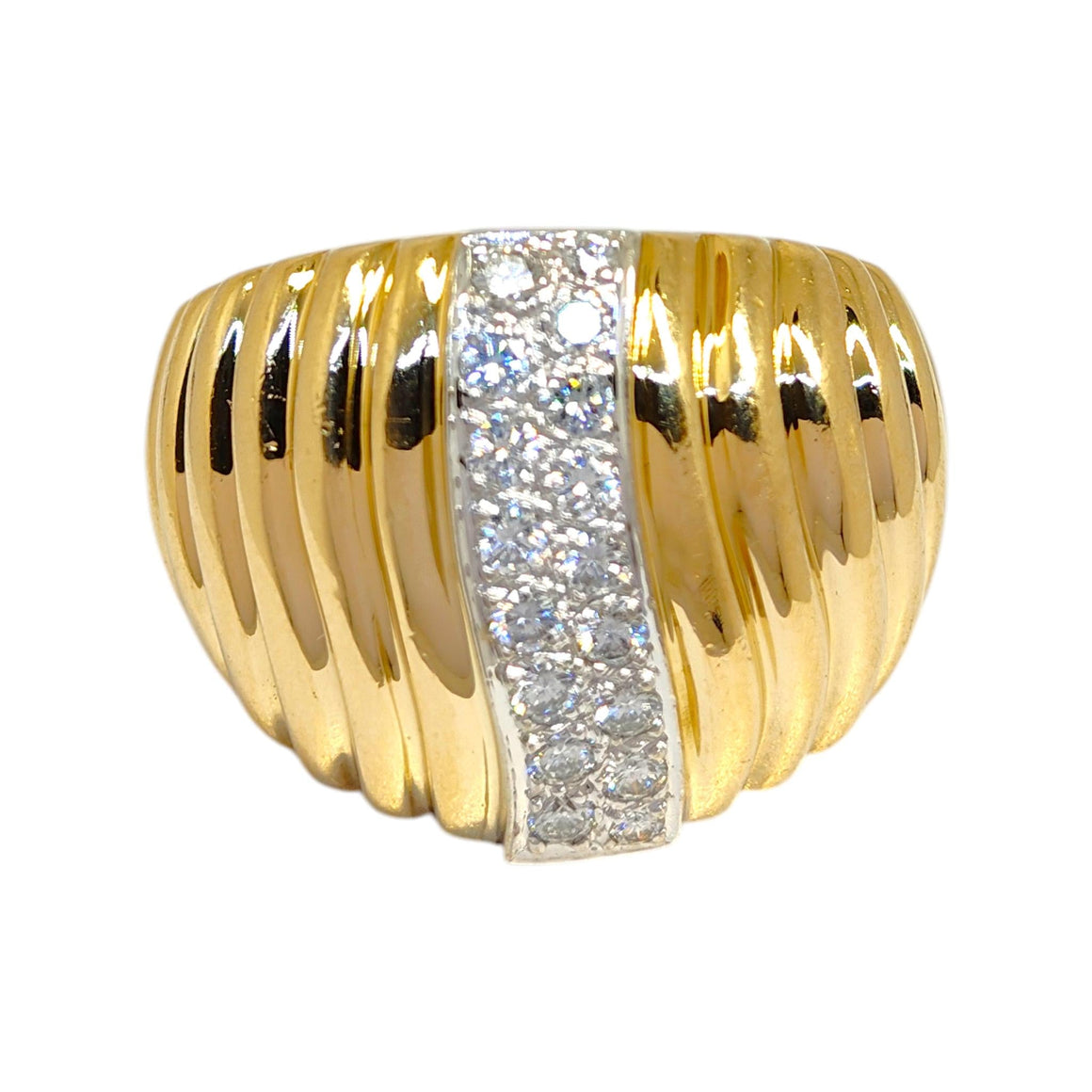 Vintage DANKNER 14K Fluted Diamond Ring