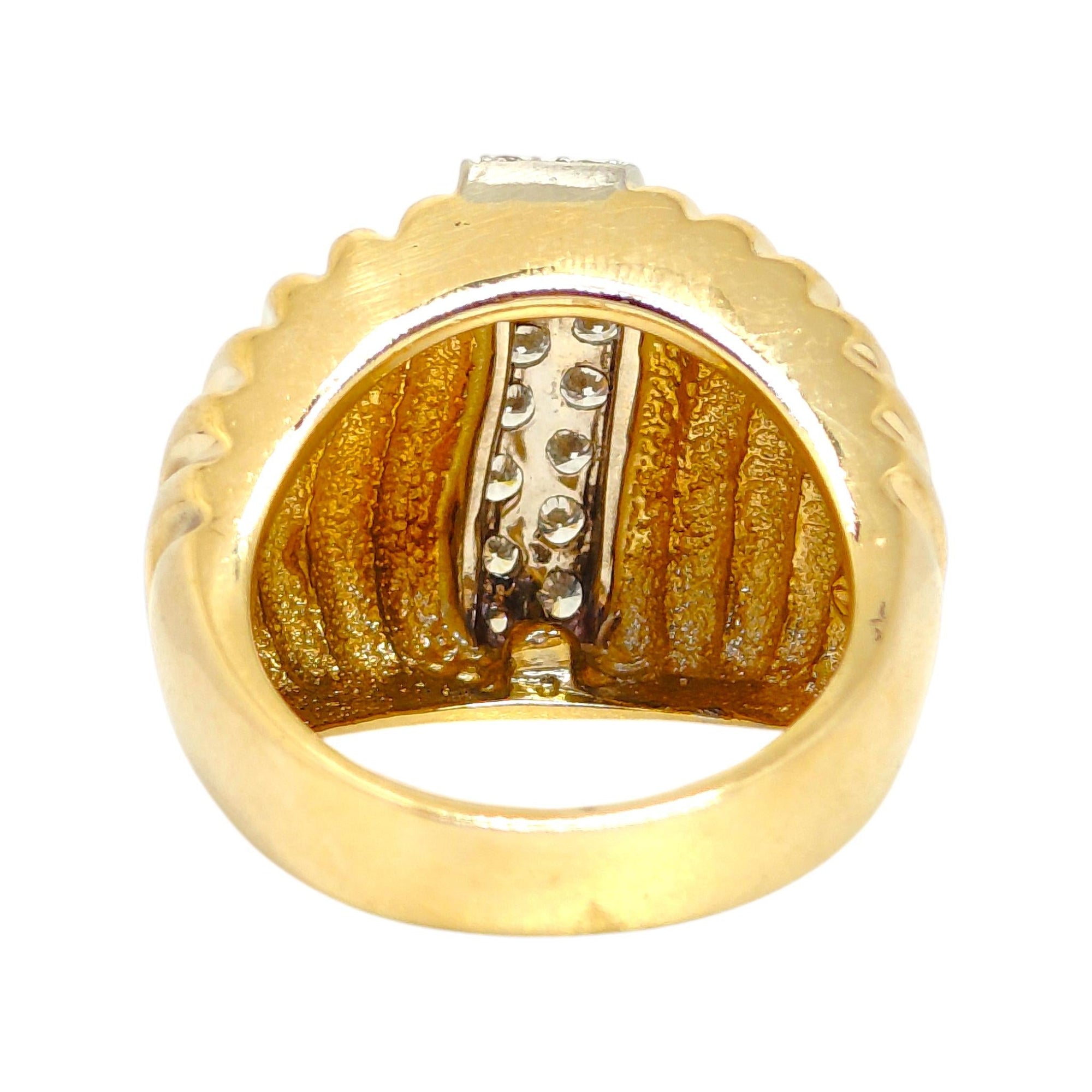 Vintage DANKNER 14K Fluted Diamond Ring