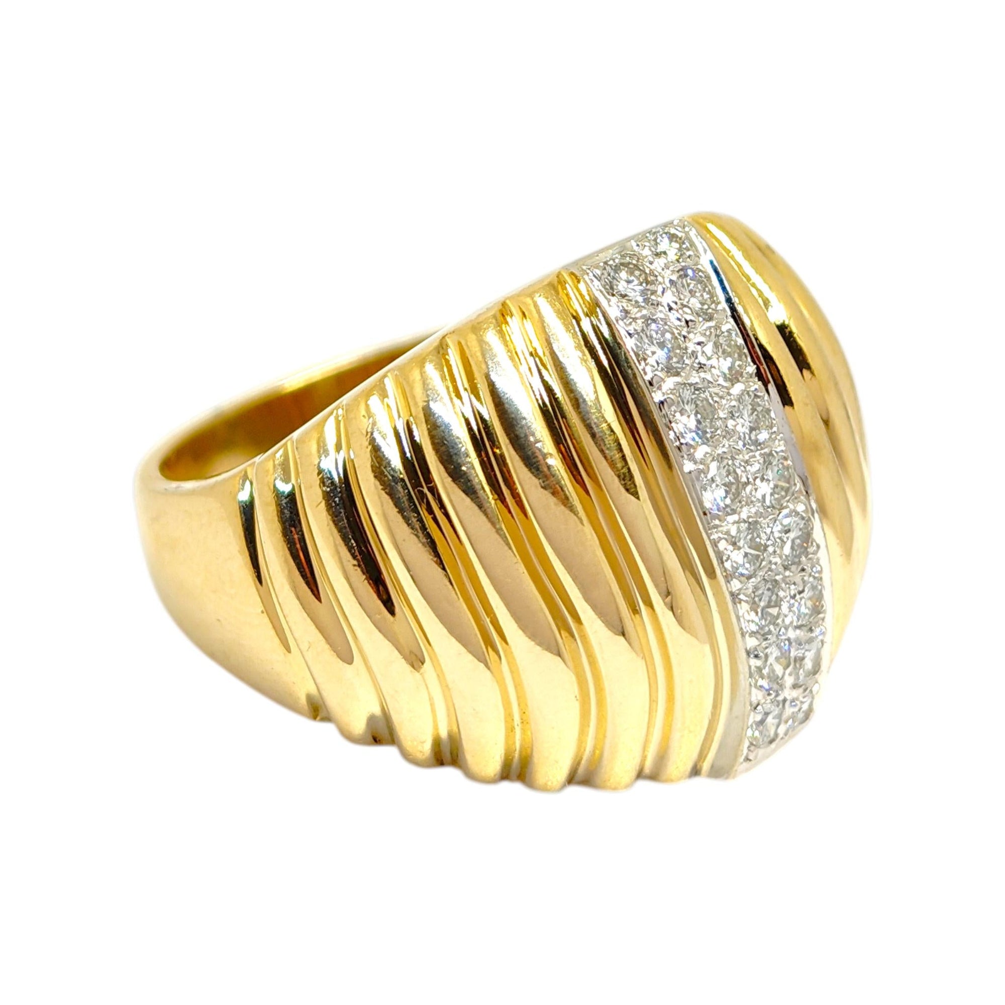 Vintage DANKNER 14K Fluted Diamond Ring
