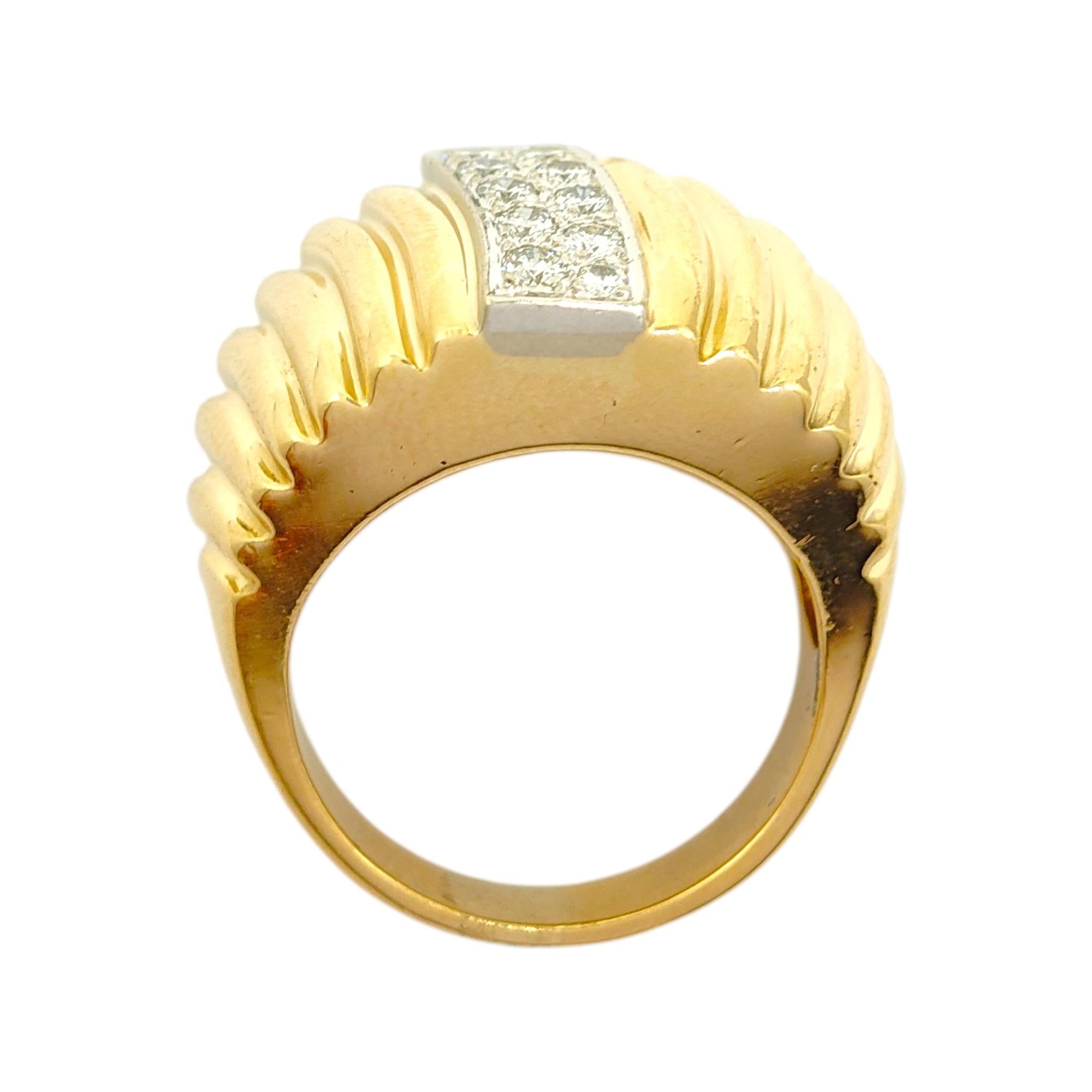 Vintage DANKNER 14K Fluted Diamond Ring