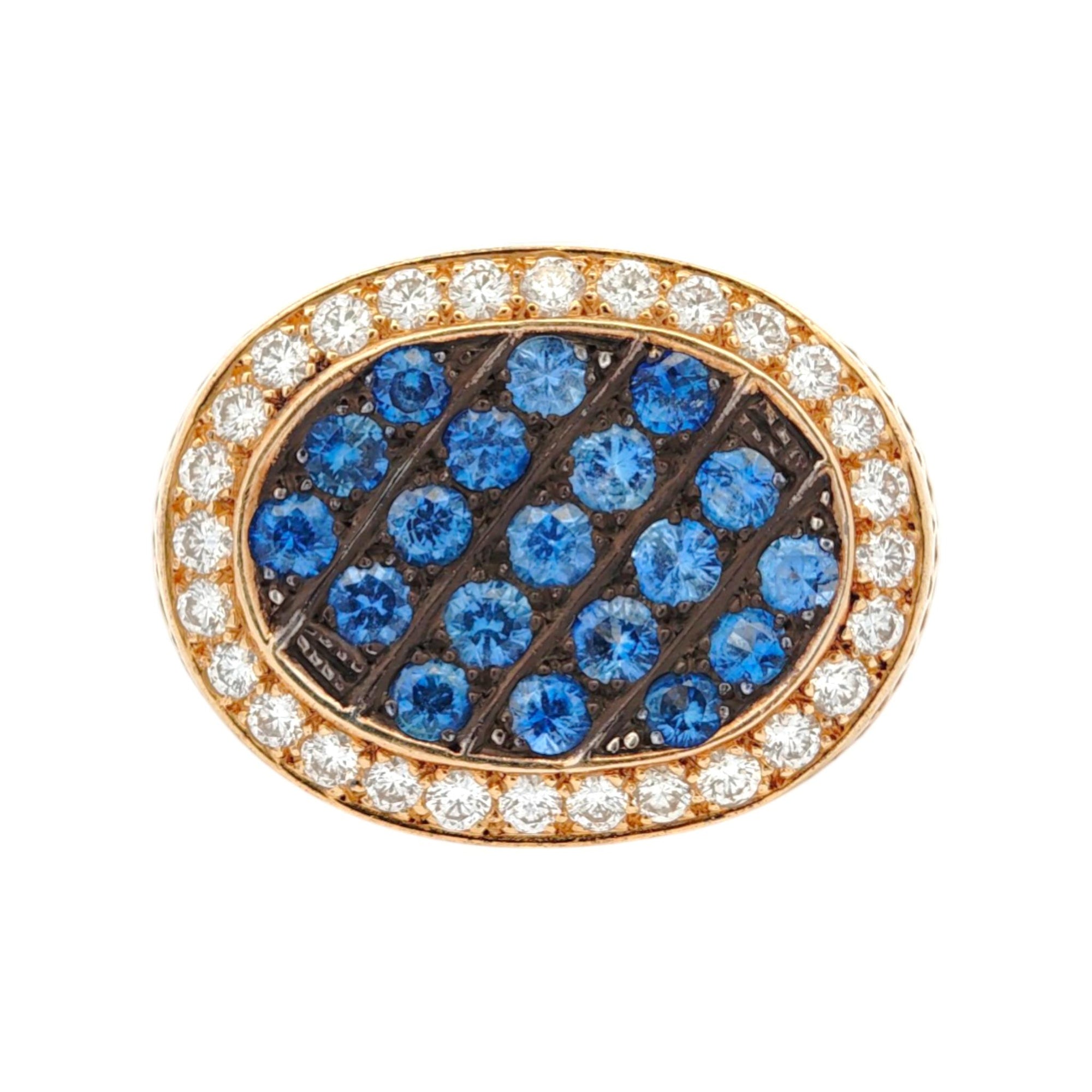 Vintage 18K Oval Sapphire and Diamond Cluster Ring