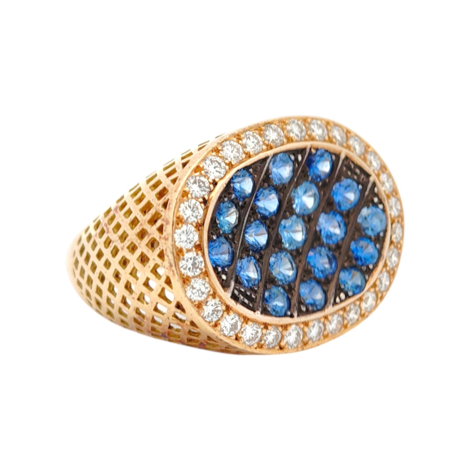 Vintage 18K Oval Sapphire and Diamond Cluster Ring