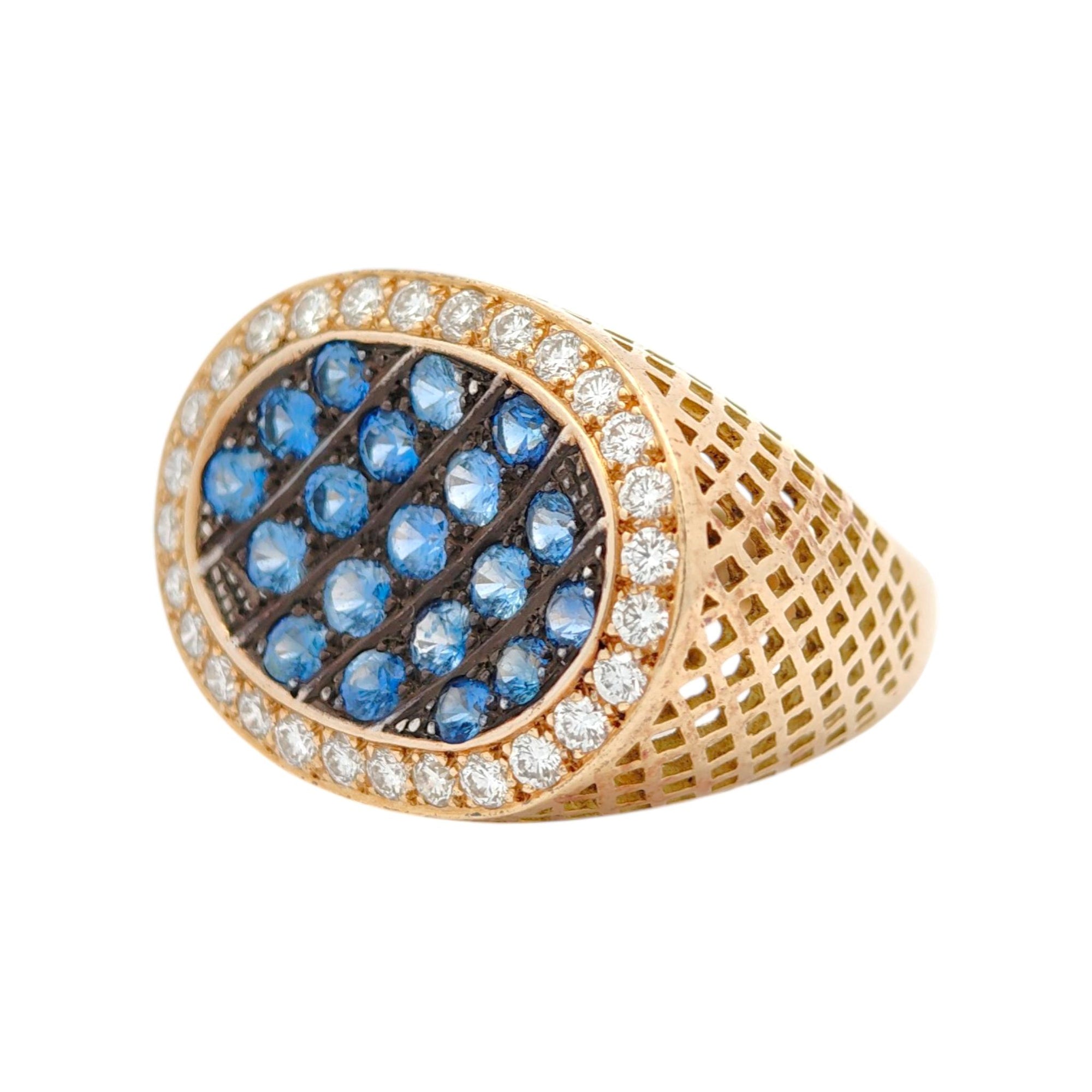 Vintage 18K Oval Sapphire and Diamond Cluster Ring