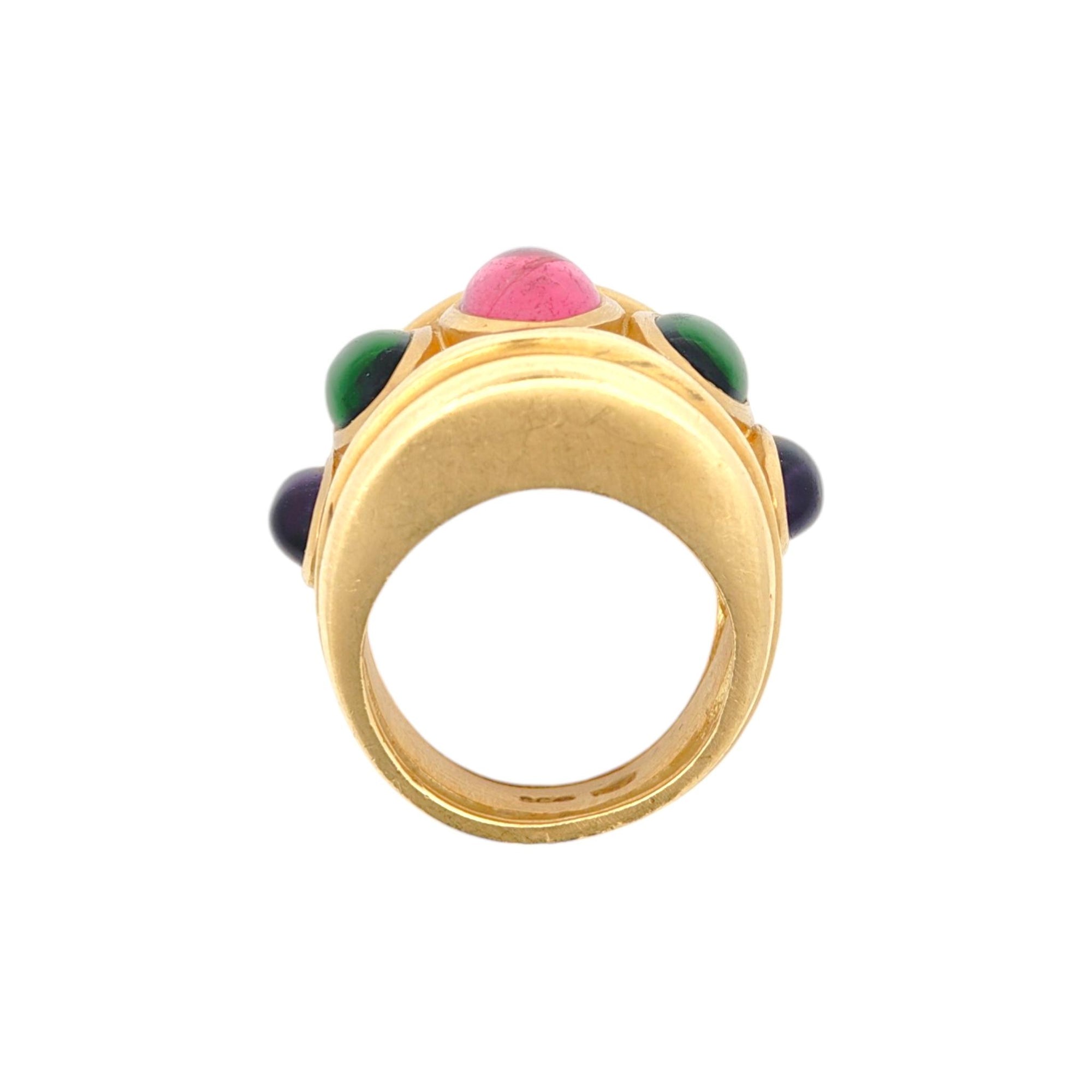 Seidengang 18K Diopside Amethyst & Tourmaline Ring