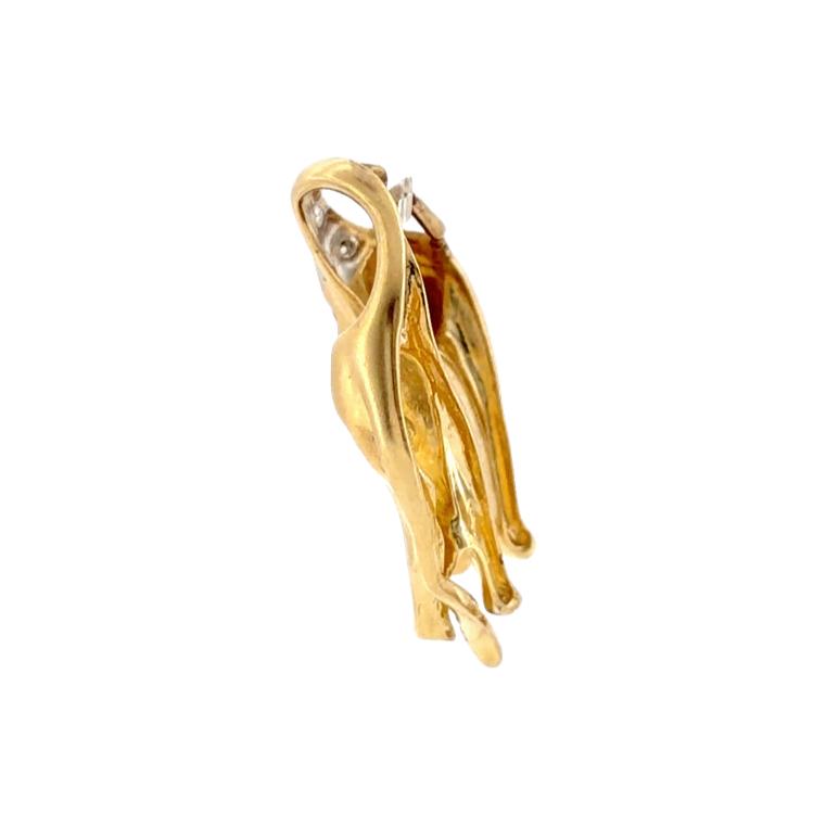 Vintage 14K Gold and Diamond Lazy Panther Pendant