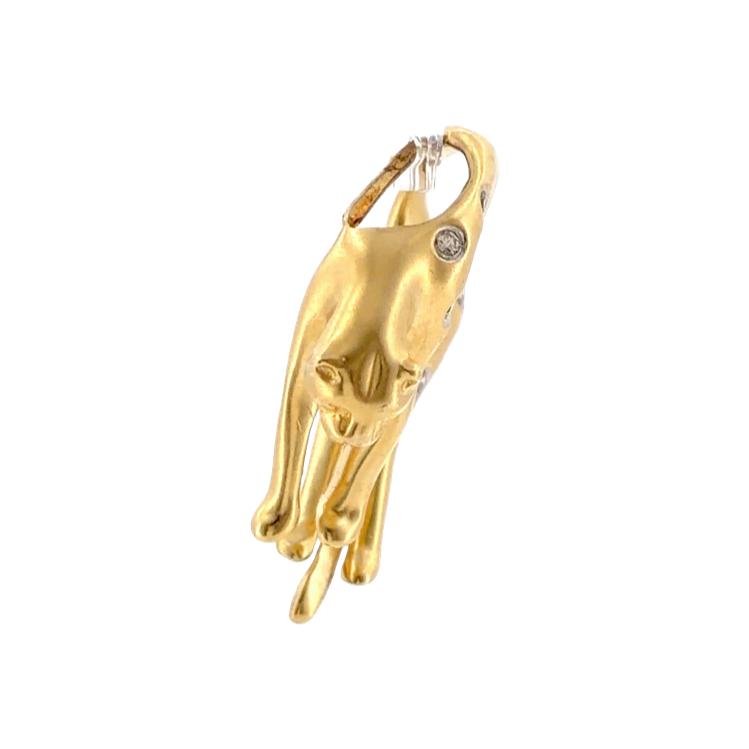 Vintage 14K Gold and Diamond Lazy Panther Pendant