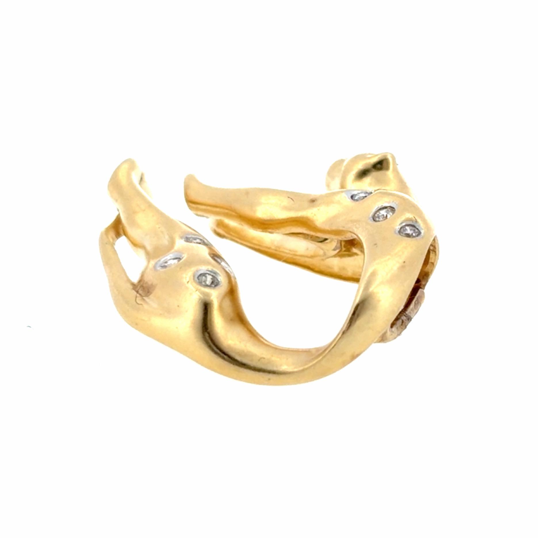 Vintage 14K Gold and Diamond Lazy Panther Pendant