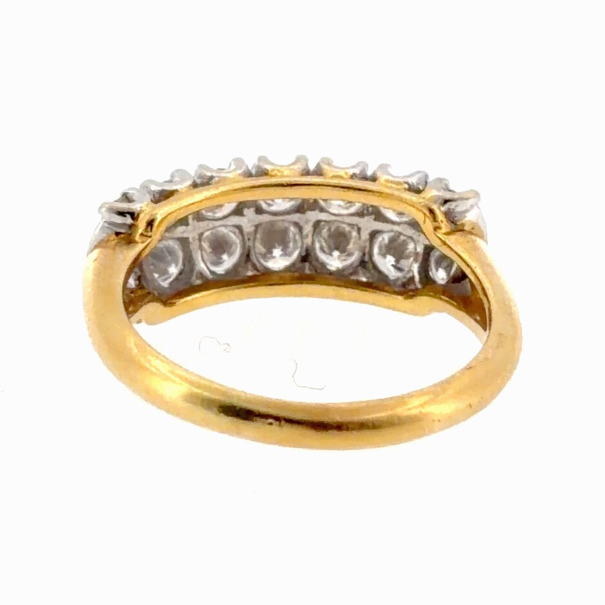 Vintage 18K Two-Tone Double Row Diamond Band Ring