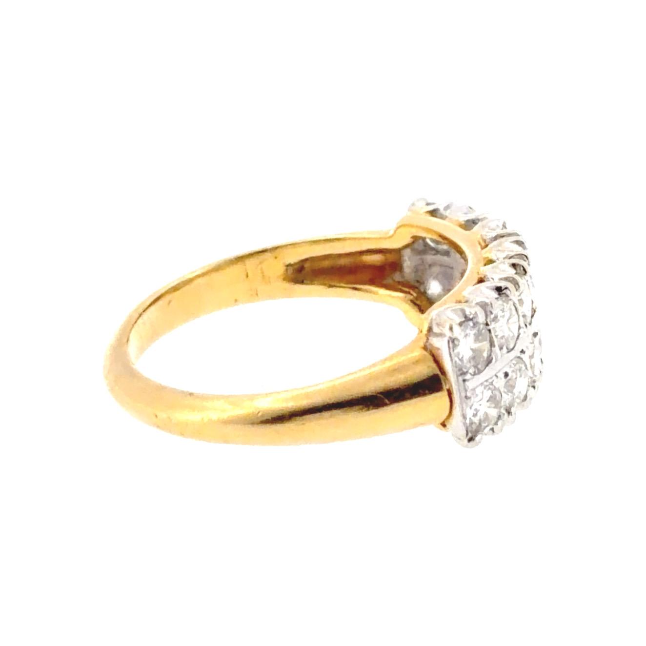 Vintage 18K Two-Tone Double Row Diamond Band Ring