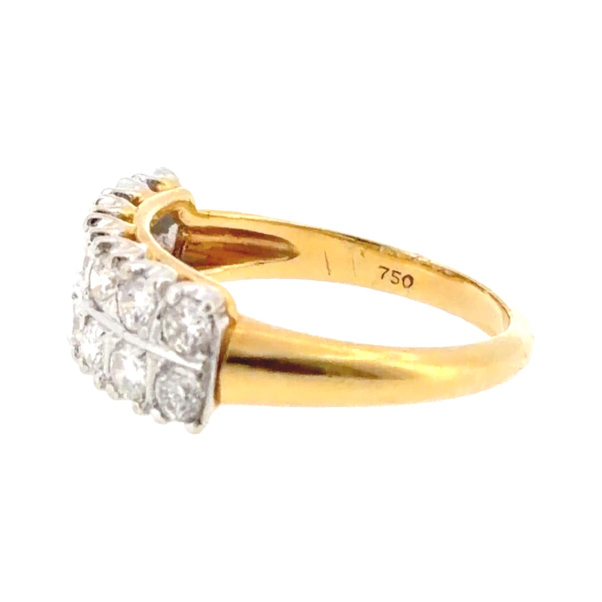 Vintage 18K Two-Tone Double Row Diamond Band Ring