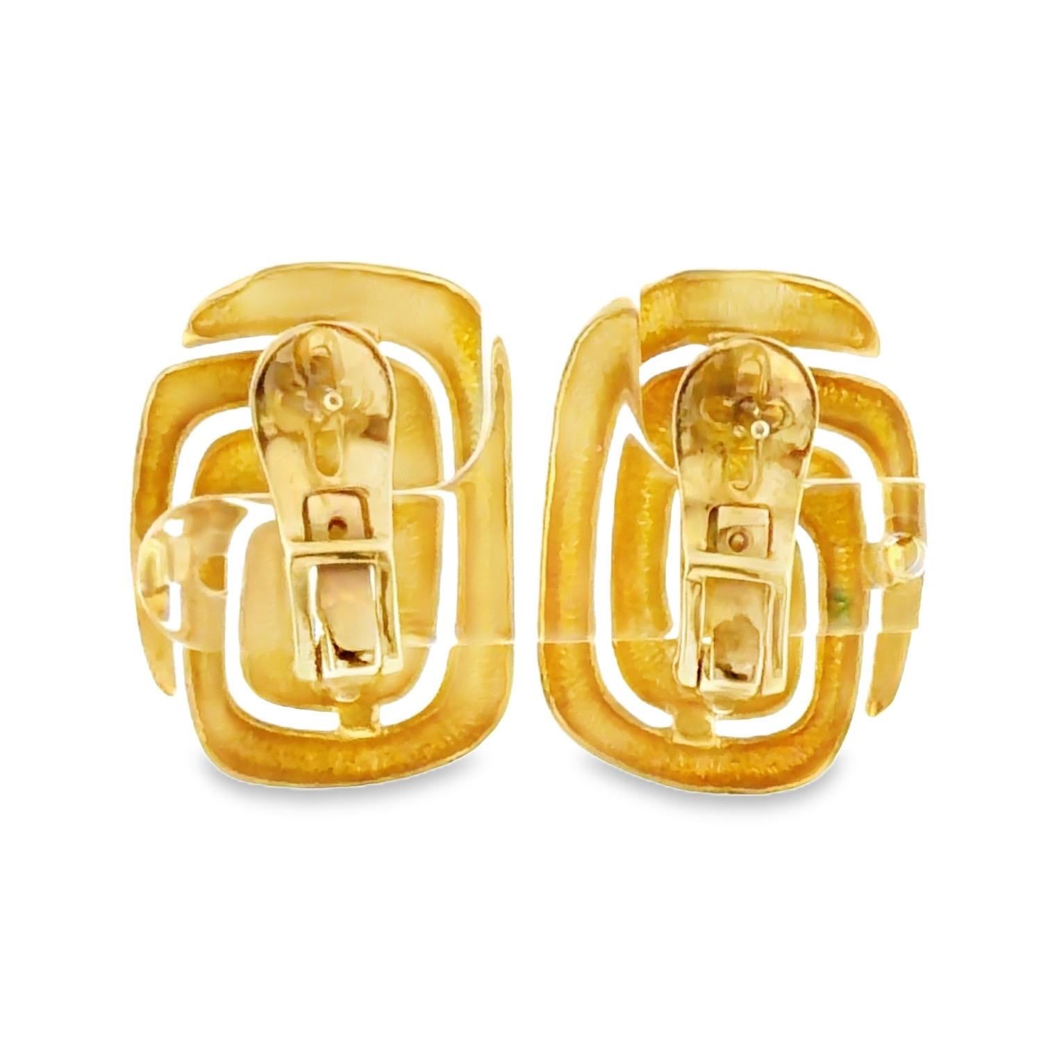 Vintage Ilias Lalaounis 18K Hammered Greek Key Design Earrings