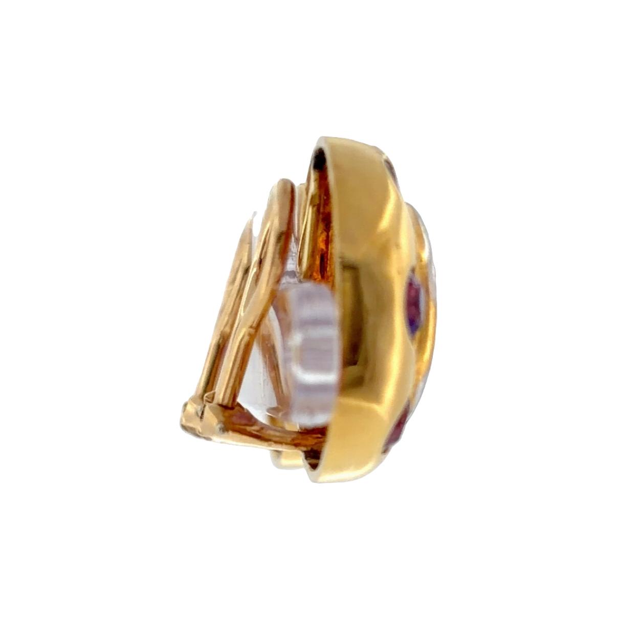 Vintage 18K Yellow Gold Amethyst & Diamond Earrings