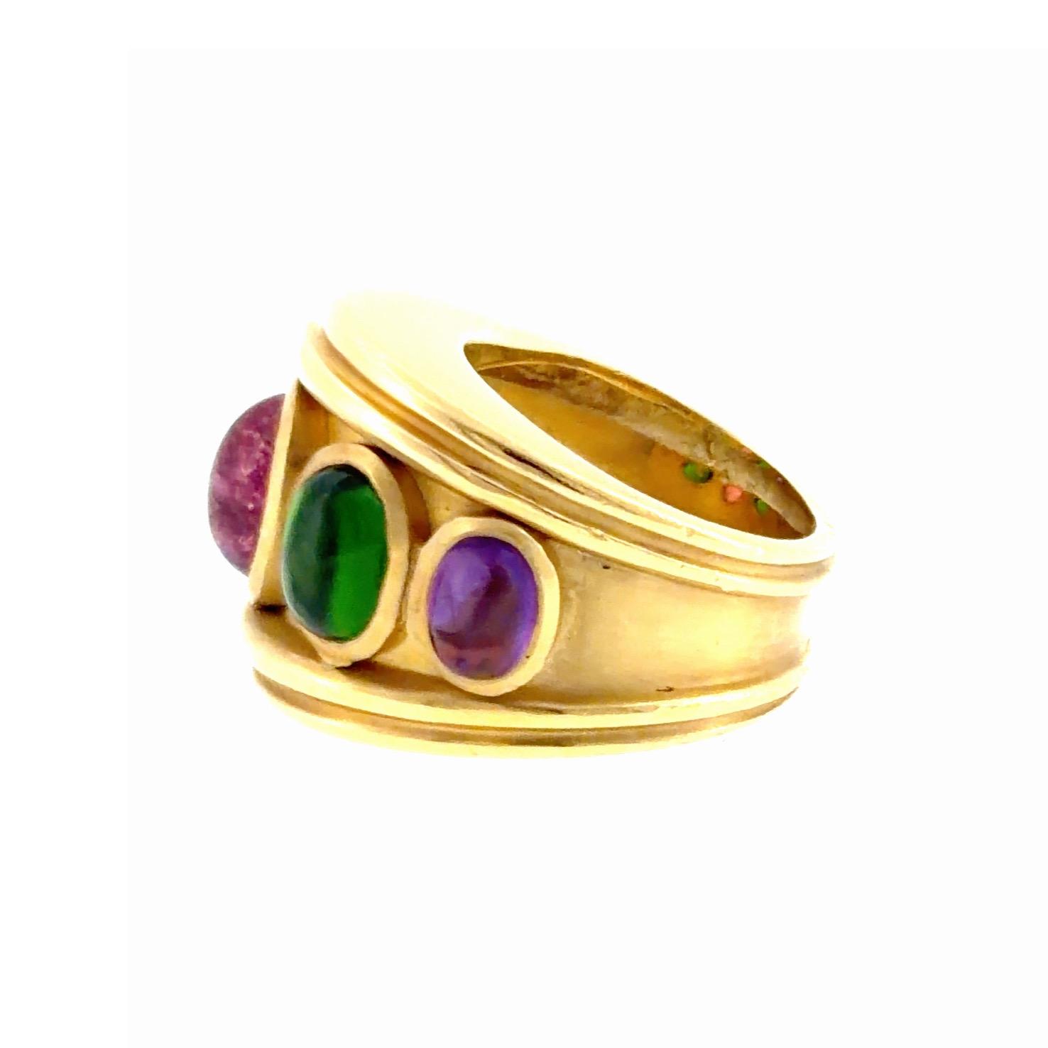 Seidengang 18K Diopside Amethyst & Tourmaline Ring