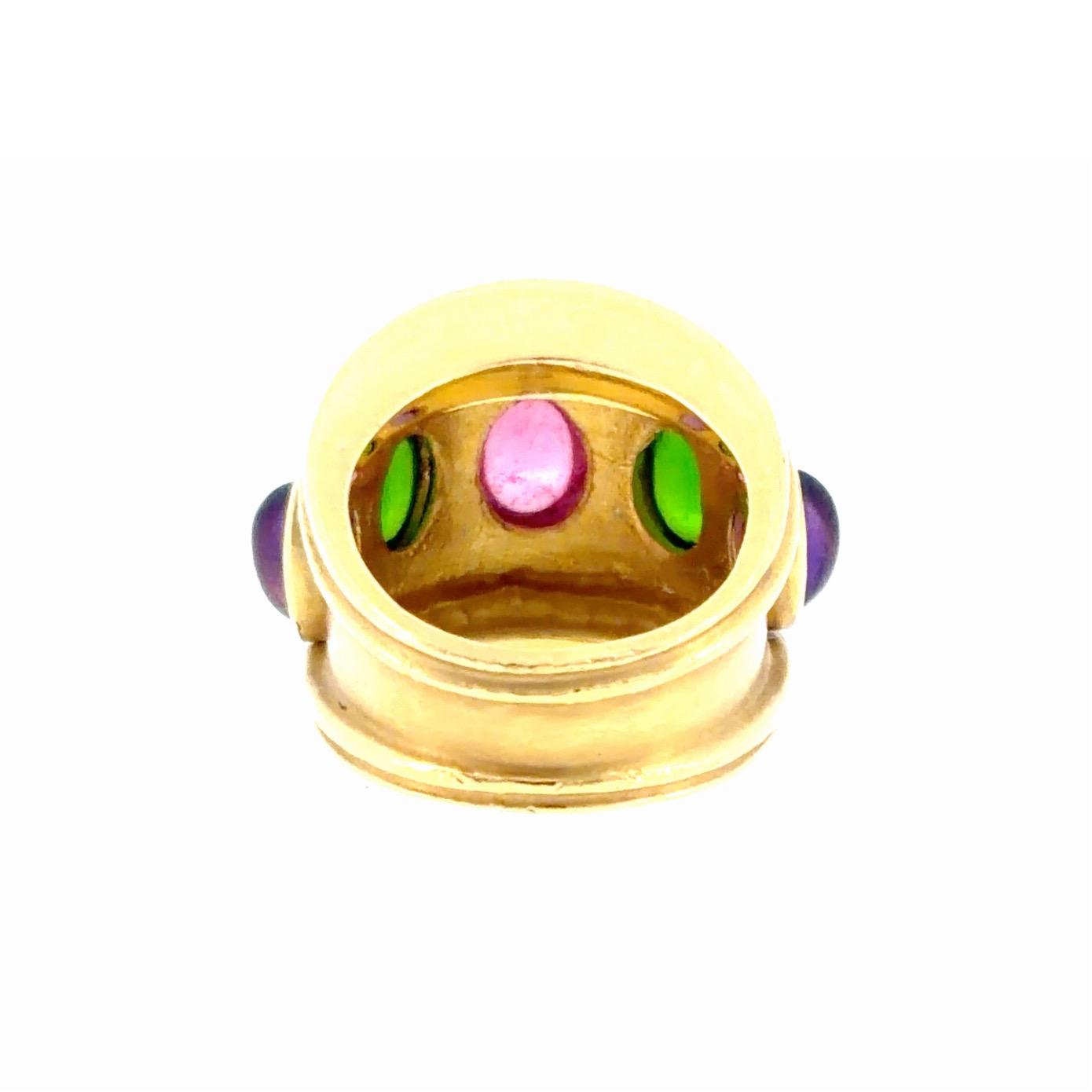 Seidengang 18K Diopside Amethyst & Tourmaline Ring