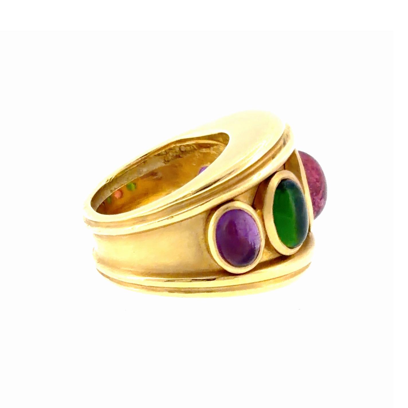 Seidengang 18K Diopside Amethyst & Tourmaline Ring