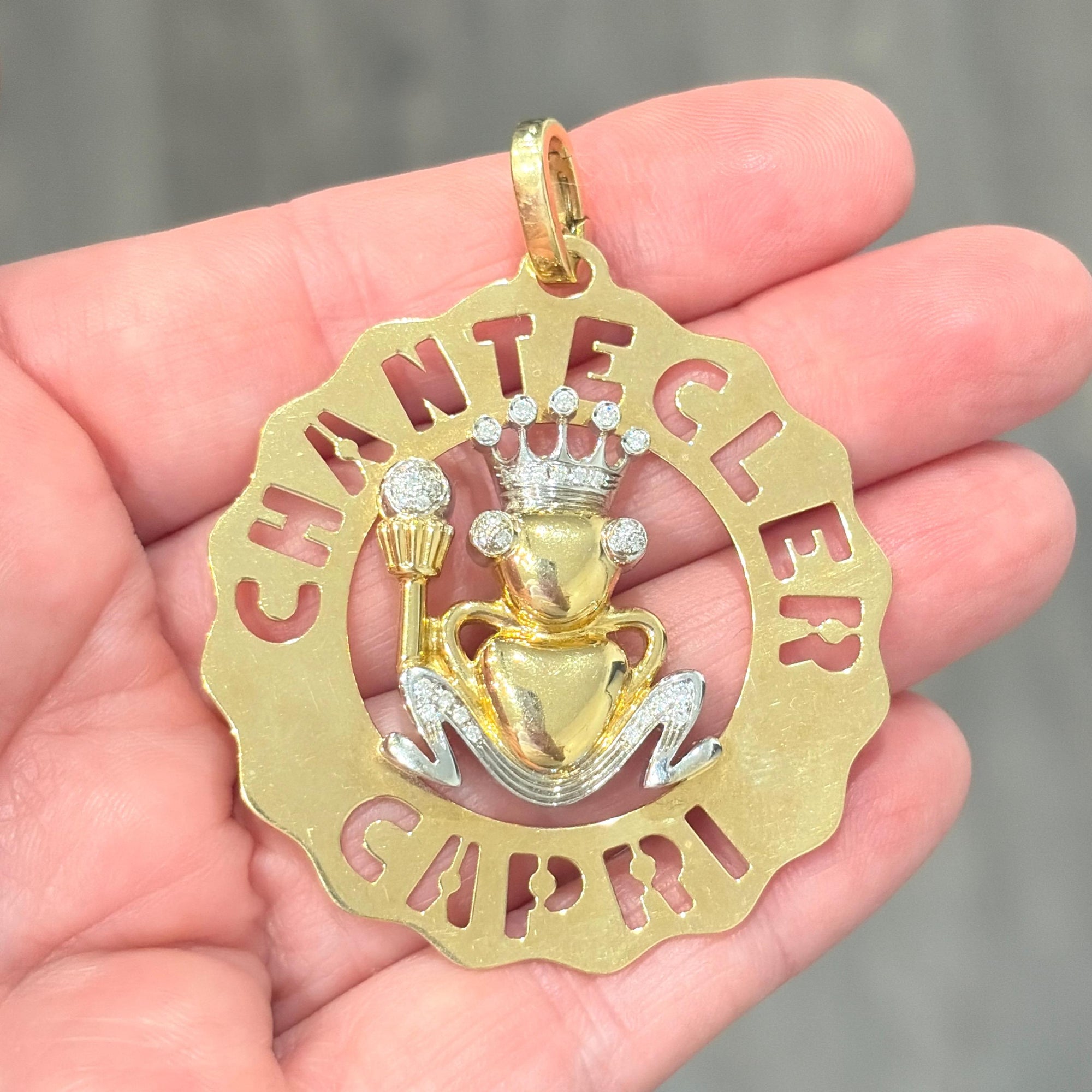 Chantecler Capri 18K Two Tone Large Logo Diamond Frog Prince Charm