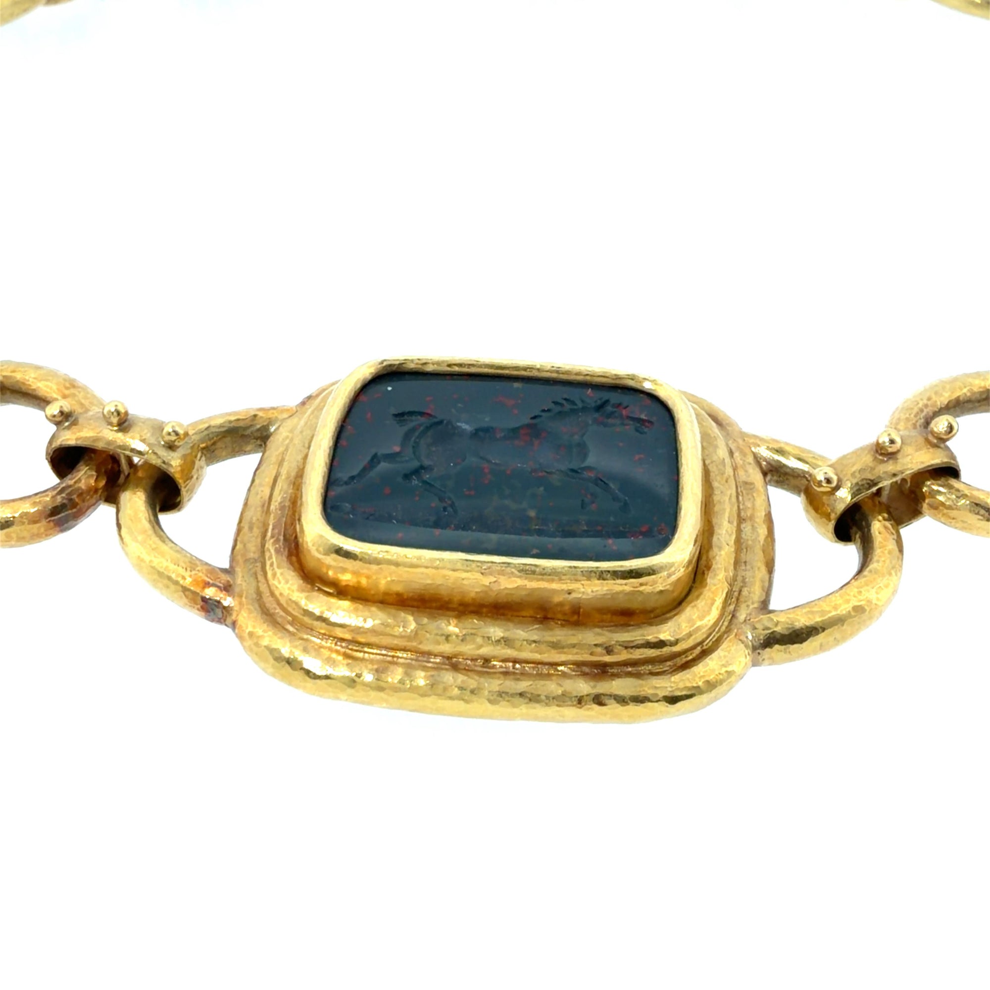 Elizabeth Locke 18K Bloodstone Intaglio Toggle Necklace