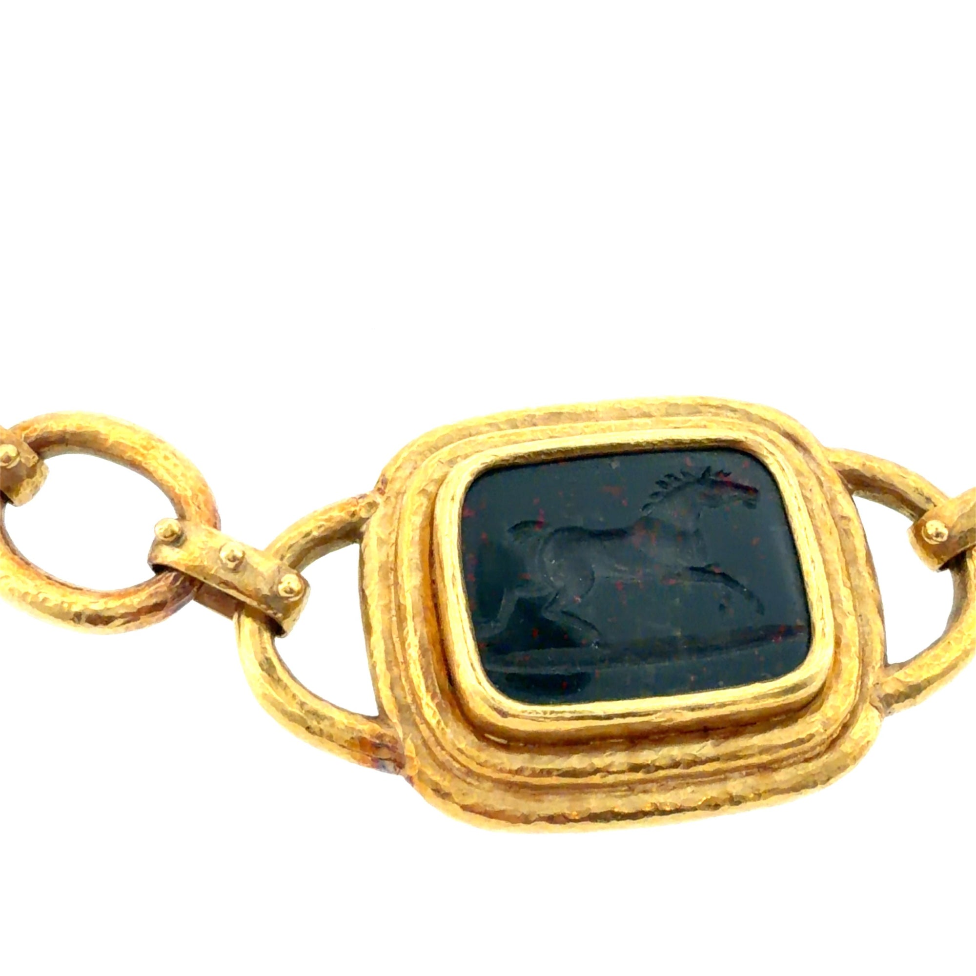 Elizabeth Locke 18K Bloodstone Intaglio Toggle Necklace