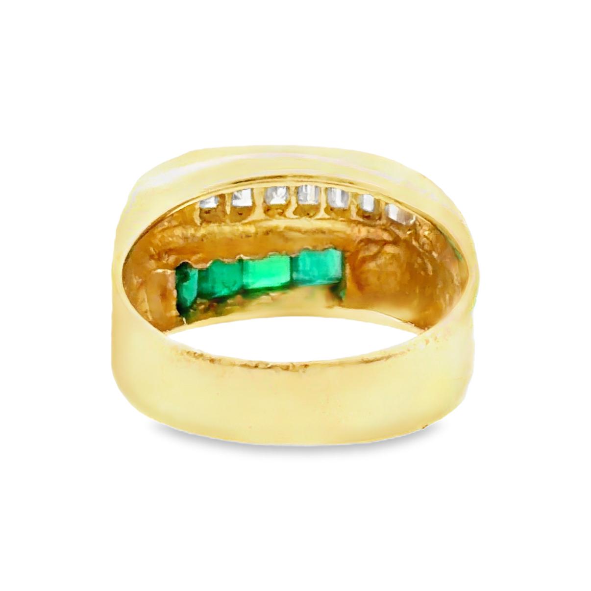Vintage 14K Emerald and Diamond Band Ring
