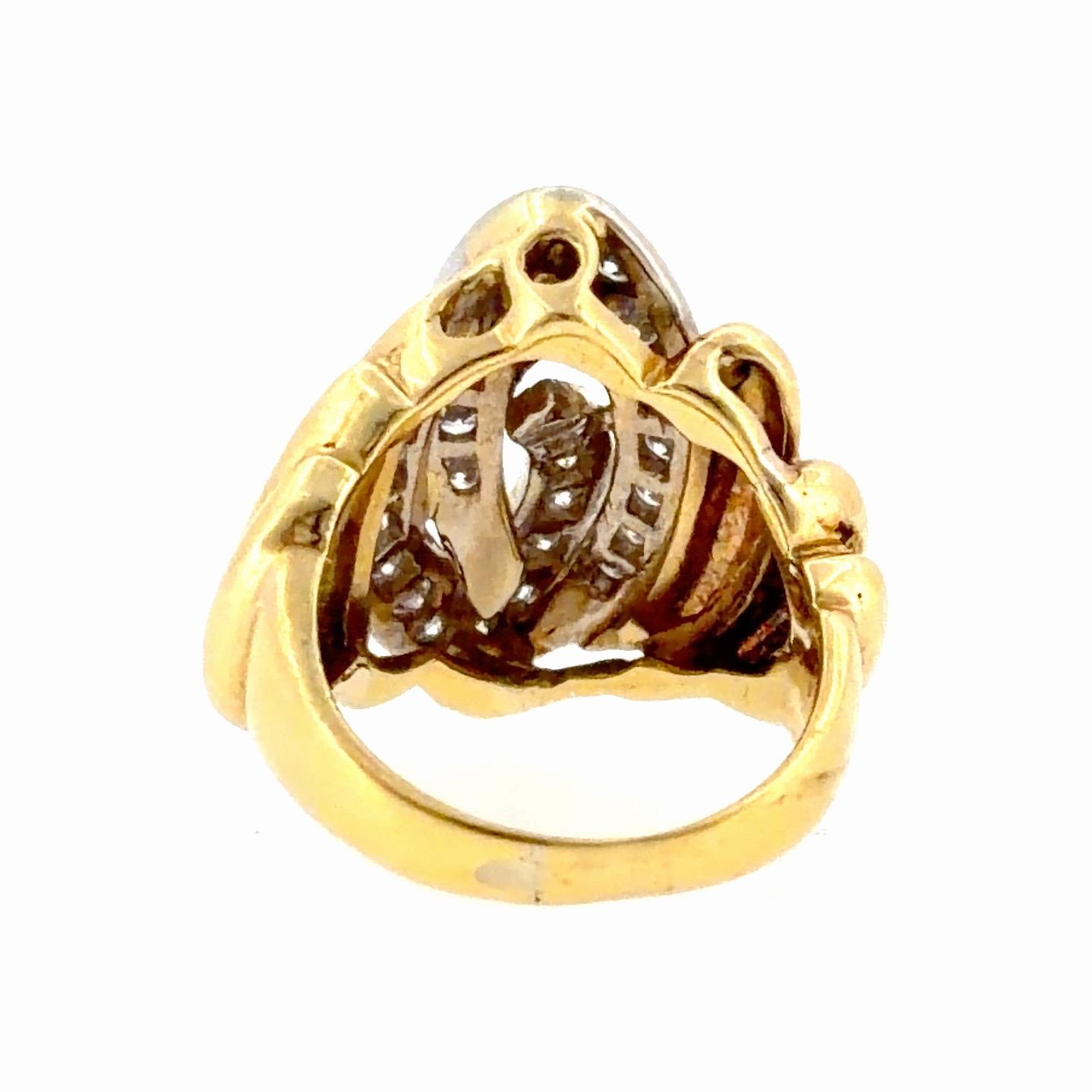 Vintage 18K Gold Diamond Cocktail Ring