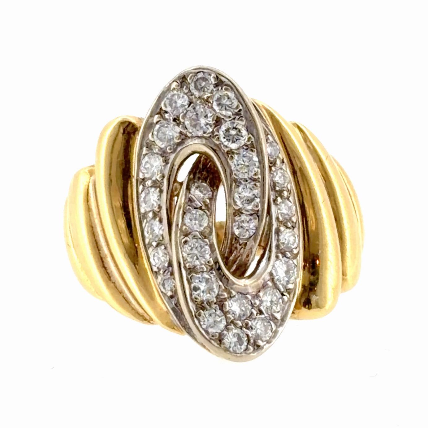Vintage 18K Gold Diamond Cocktail Ring