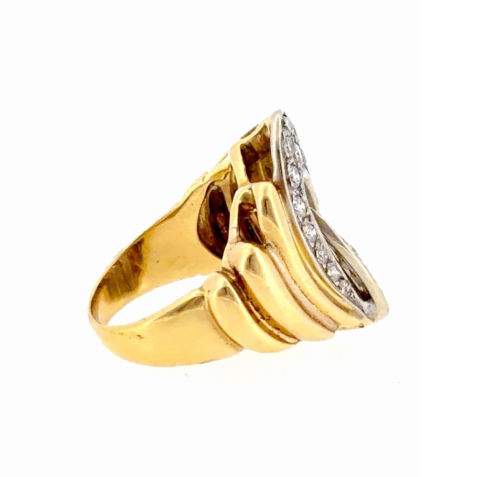 Vintage 18K Gold Diamond Cocktail Ring